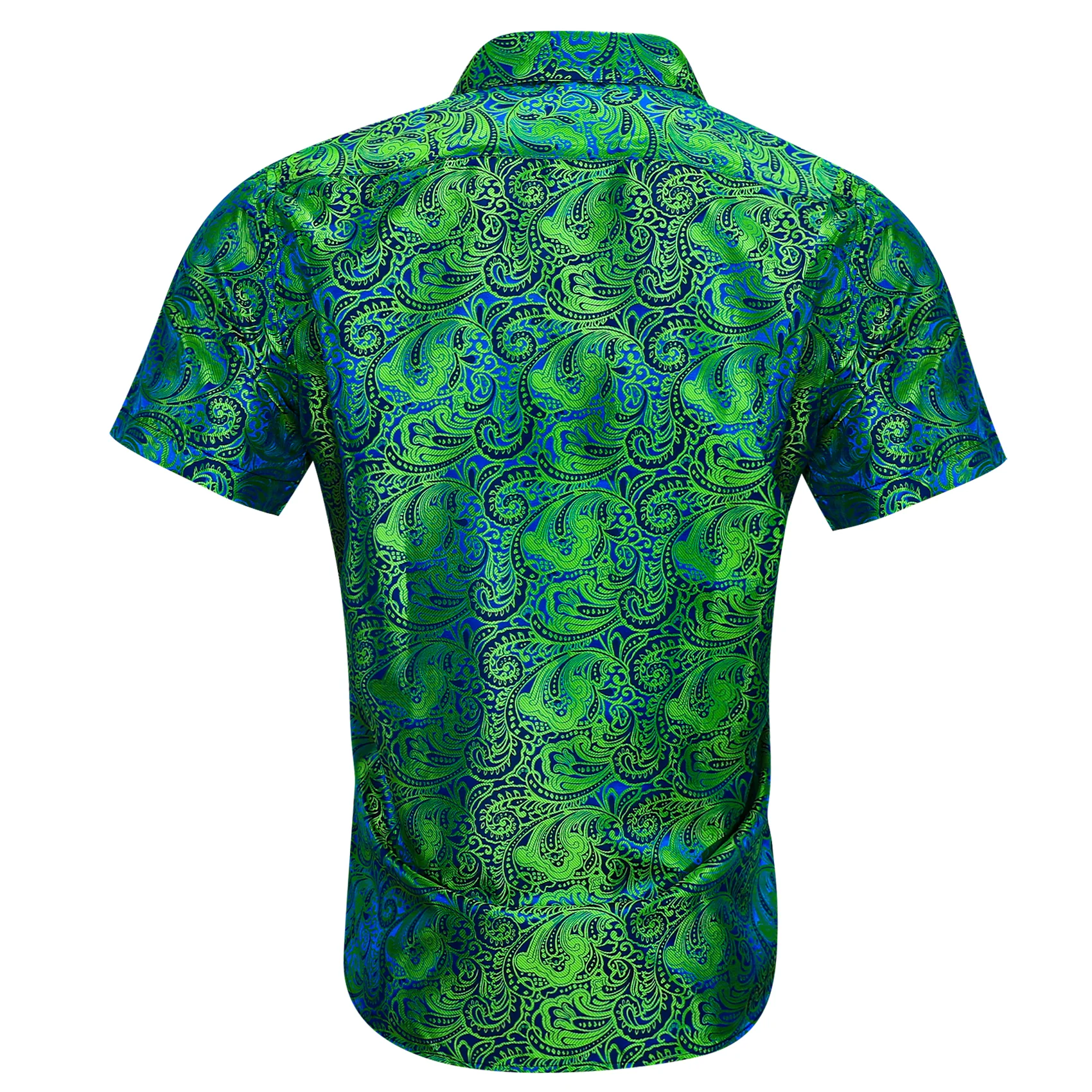 Blue Green Paisley Men's Short Sleeve Summer Shirt