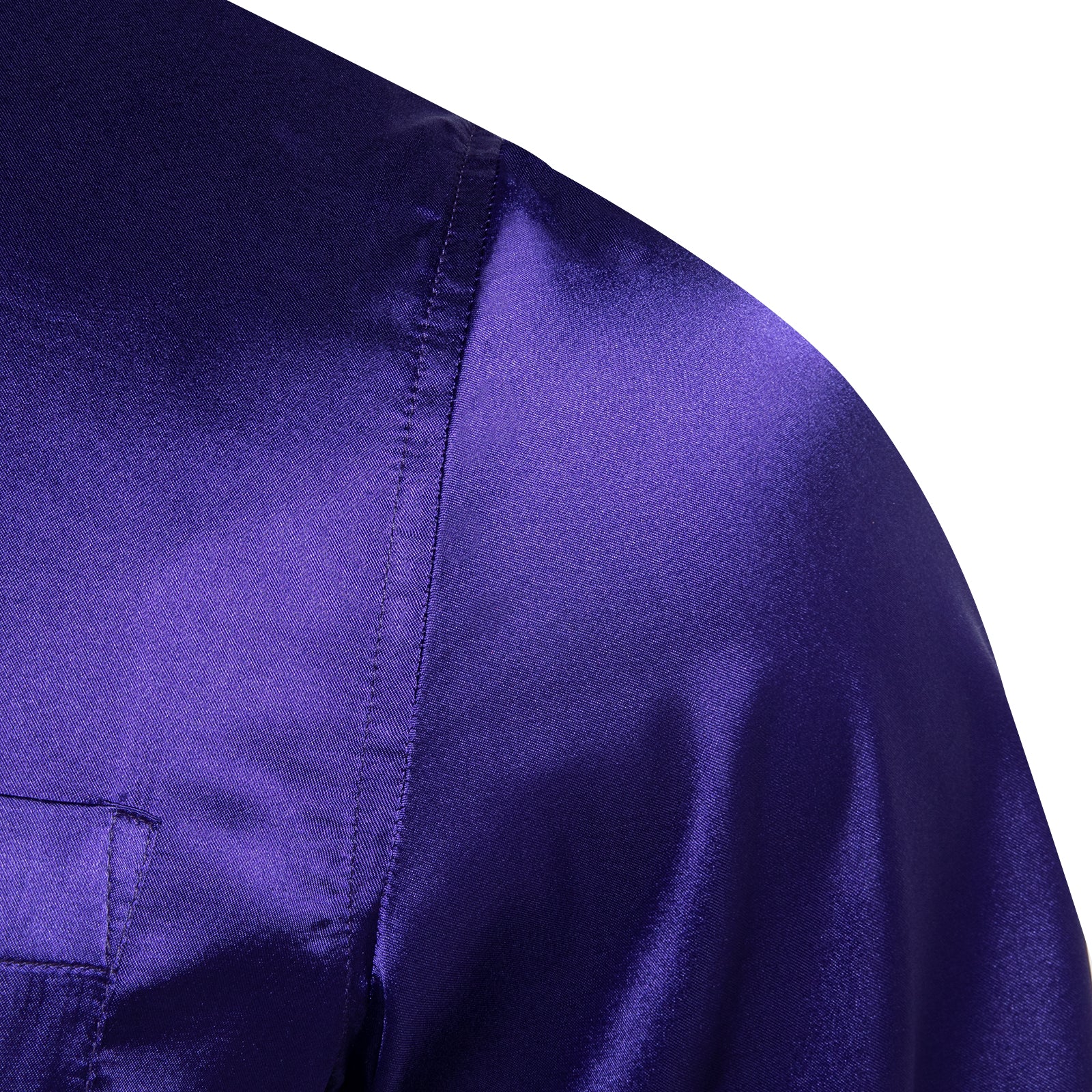 Dark Purple Solid Satin Silk Men's Long Sleeve Business Shirt