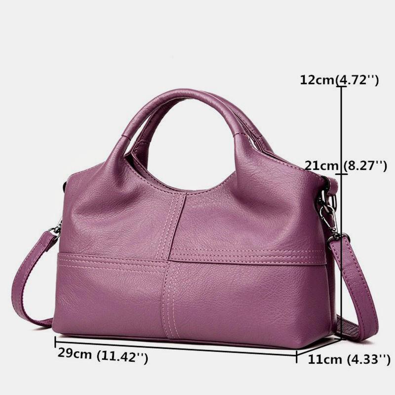 Soft Leather Handbags Stitching Solid Large Capacity Shoulder Bag