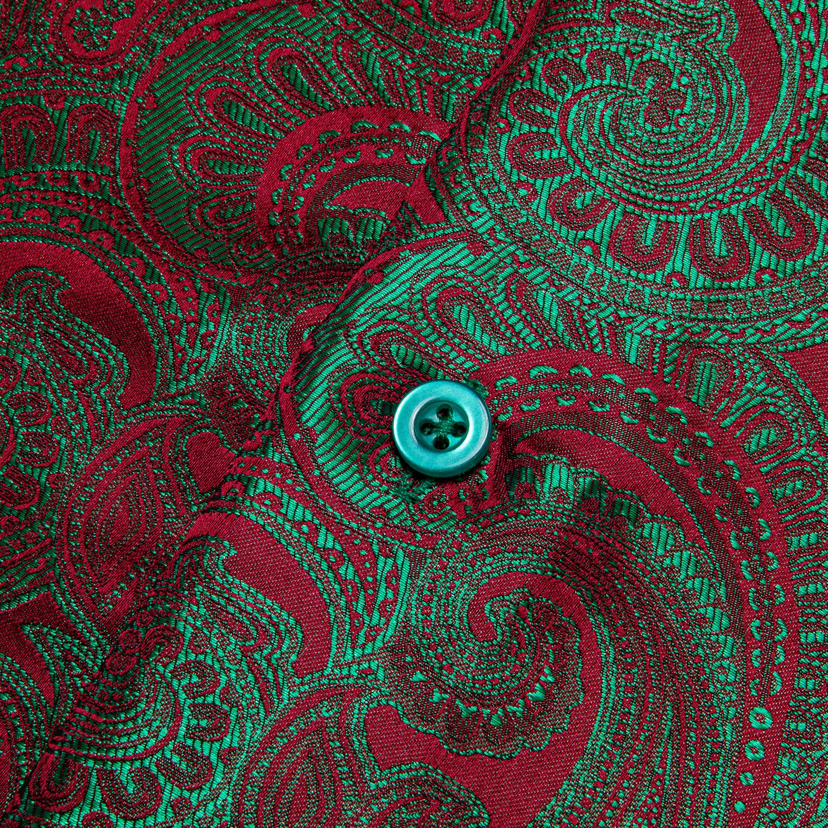 Green Red Gradient Paisley Silk Men's Shirt For Party Travel