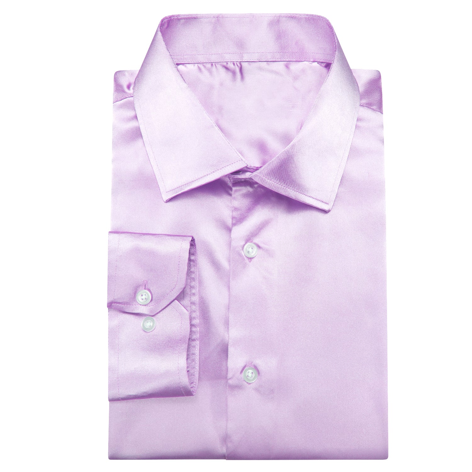 Lavender Purple Solid Satin Men's Long Sleeve Shirt