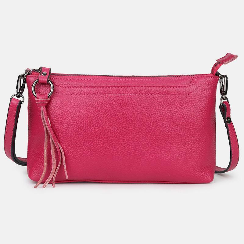 GenuineLeather Tassel Shoulder Crossbody Bag
