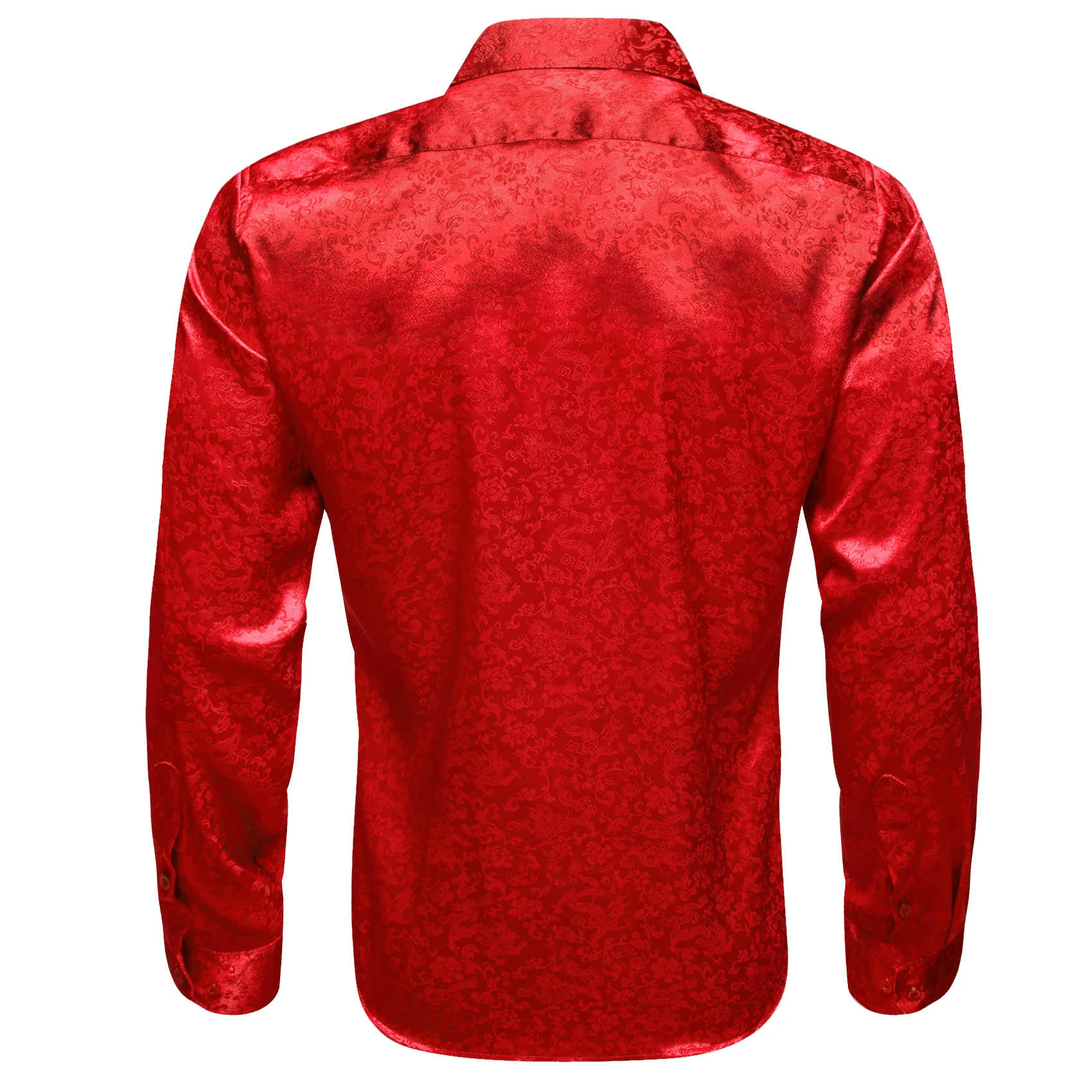Strong Red Floral Leaf Men's Long Sleeve Shirt