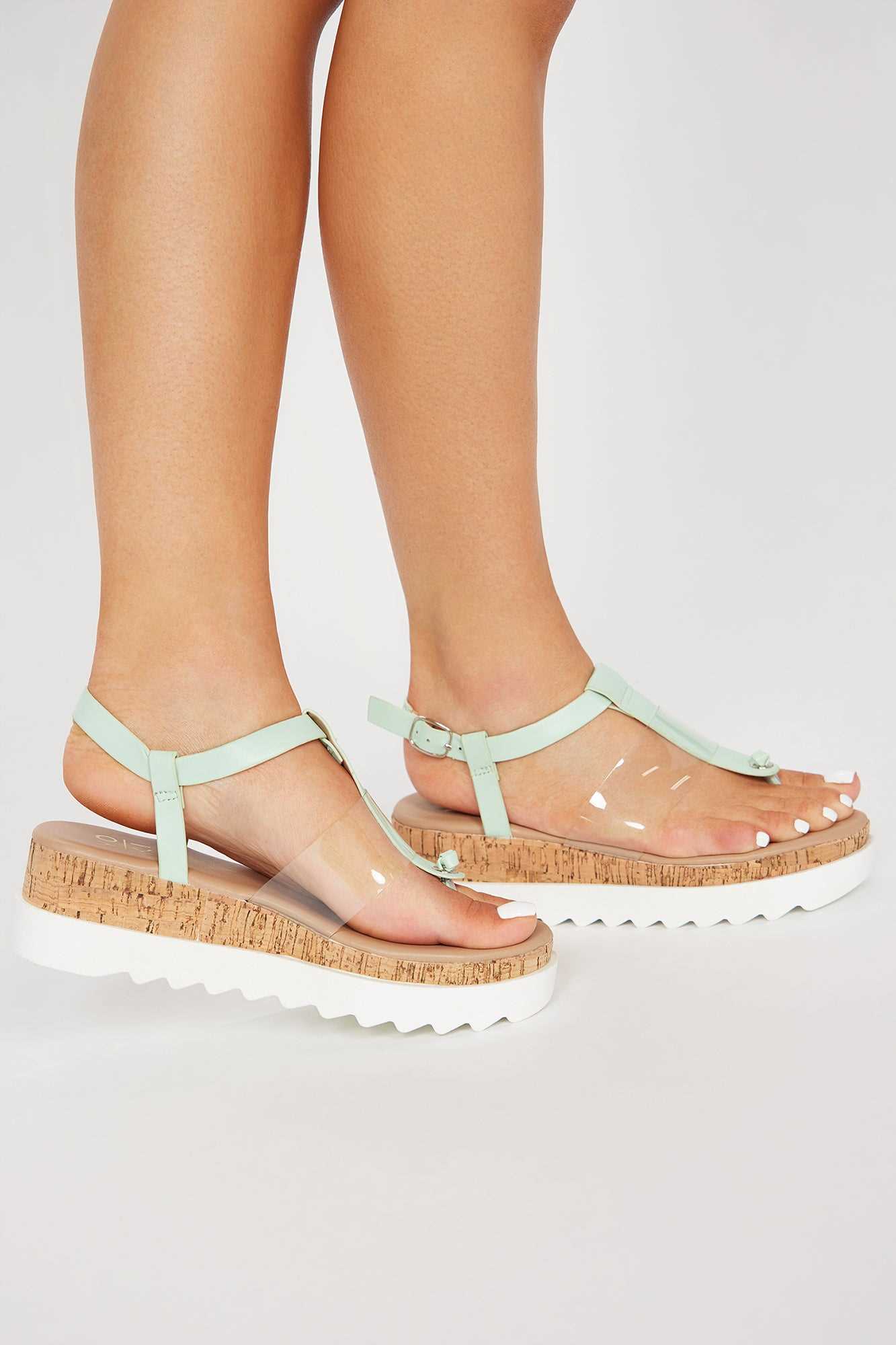 Aurie Flatform Sandals   Mint