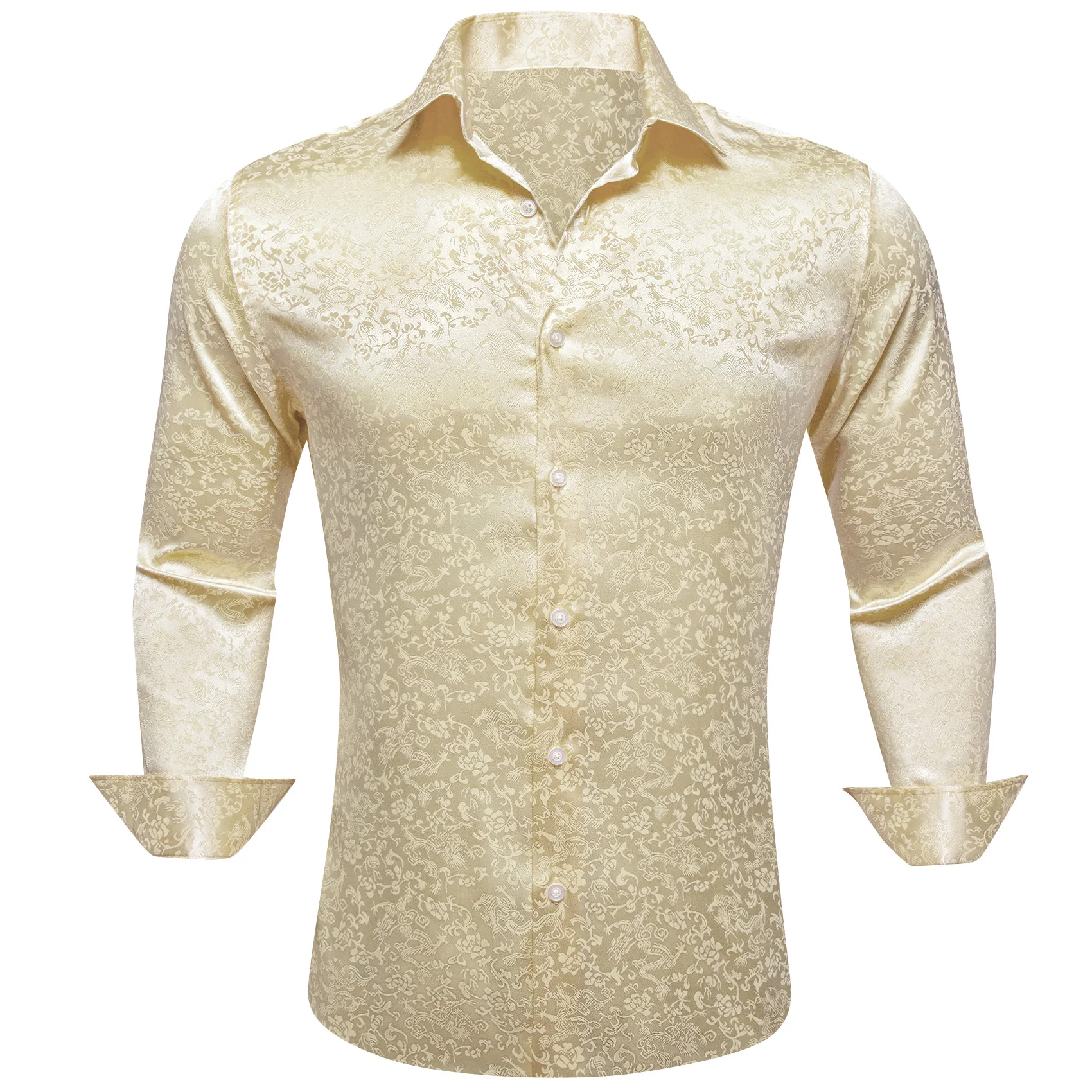 Beige Floral Men's Long Sleeve Shirt