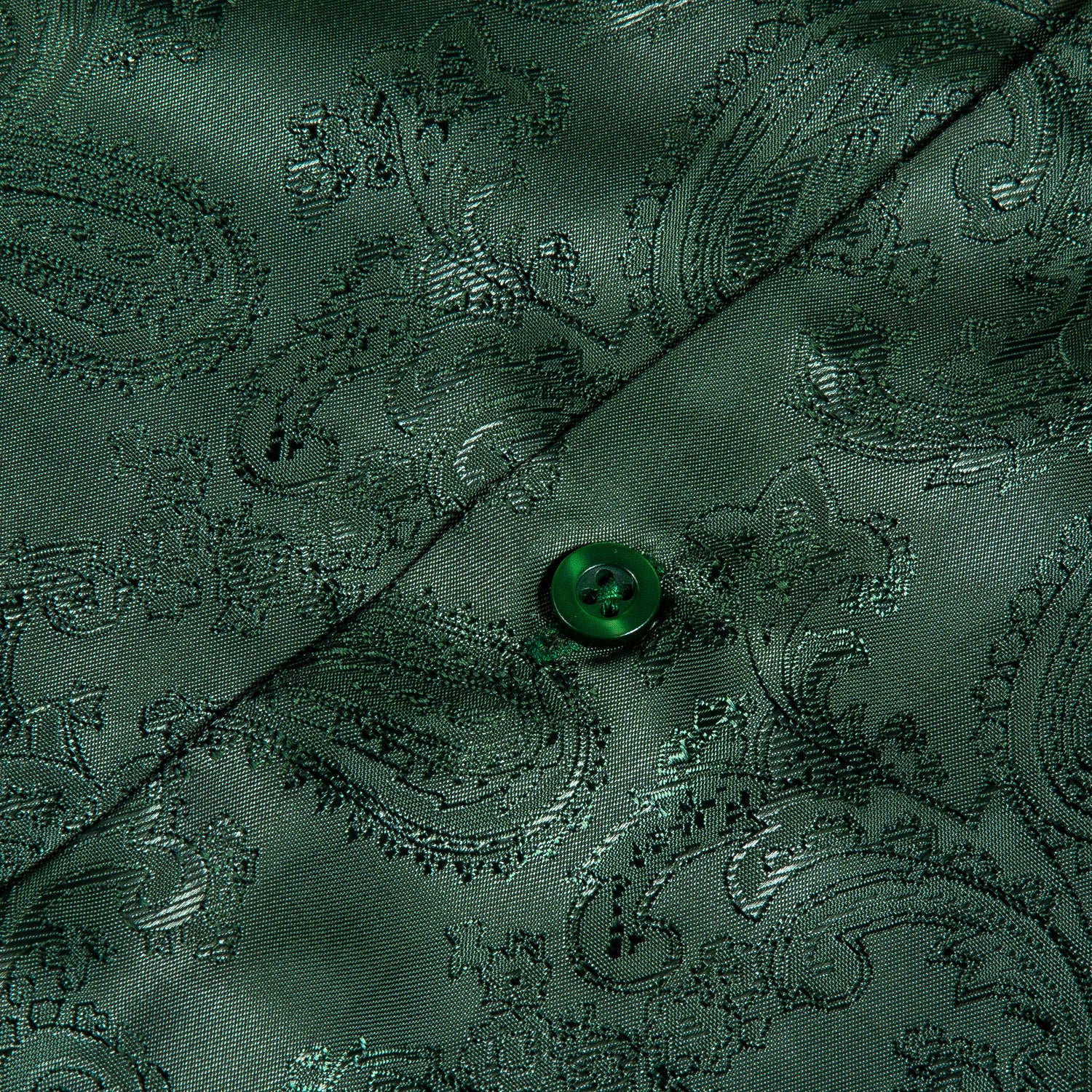 Grey Green Paisley Pattern Silk Men's Long Sleeve Shirt