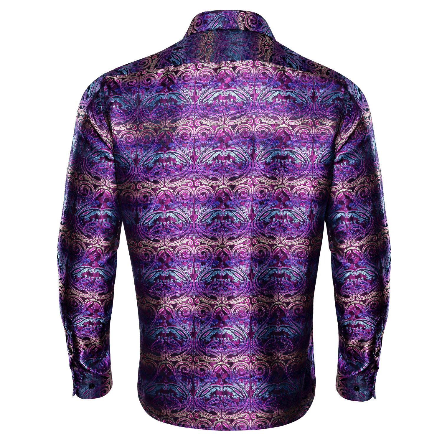 Gradient Blue-violet Paisley Silk Men's Long Sleeve Shirt
