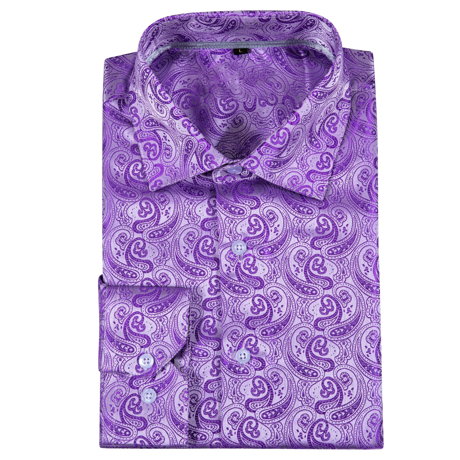 New Purple Paisley Style Silk Men's Long Sleeve Shirt
