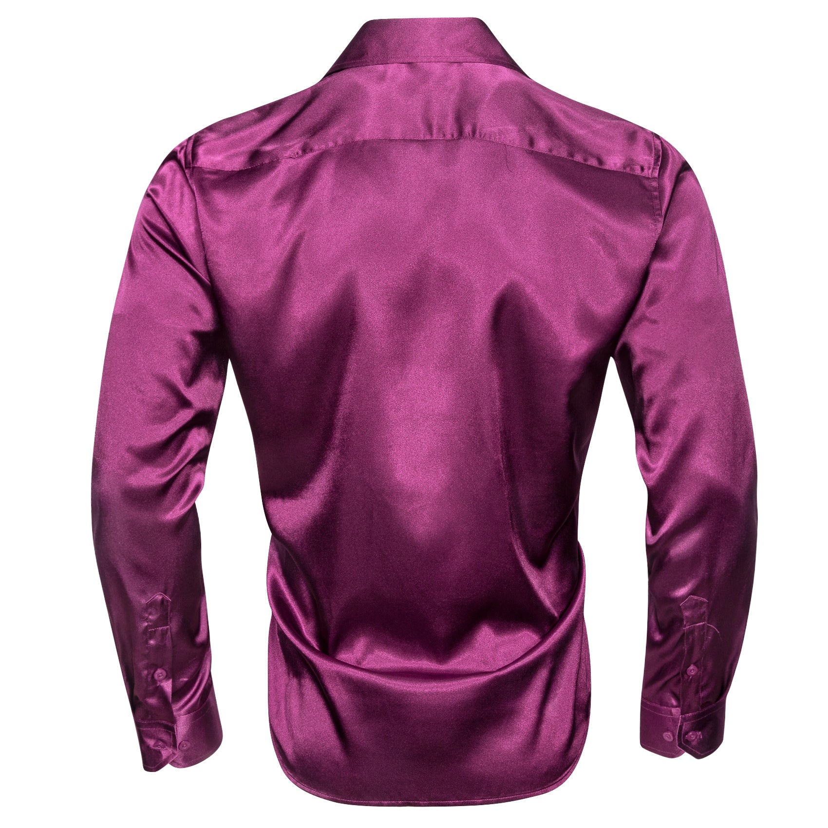 Dark Purple Solid Silk Men's Long Sleeve Shirt
