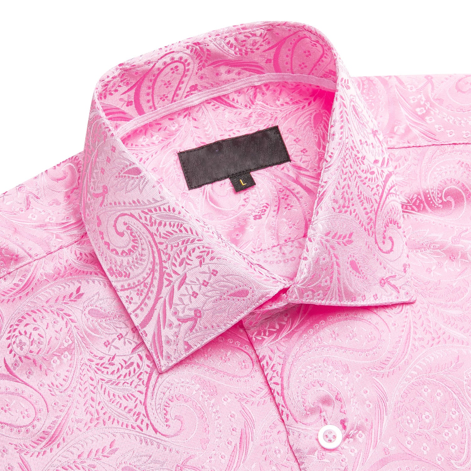 Baby Pink Paisley Silk Men's Short Sleeve Shirt