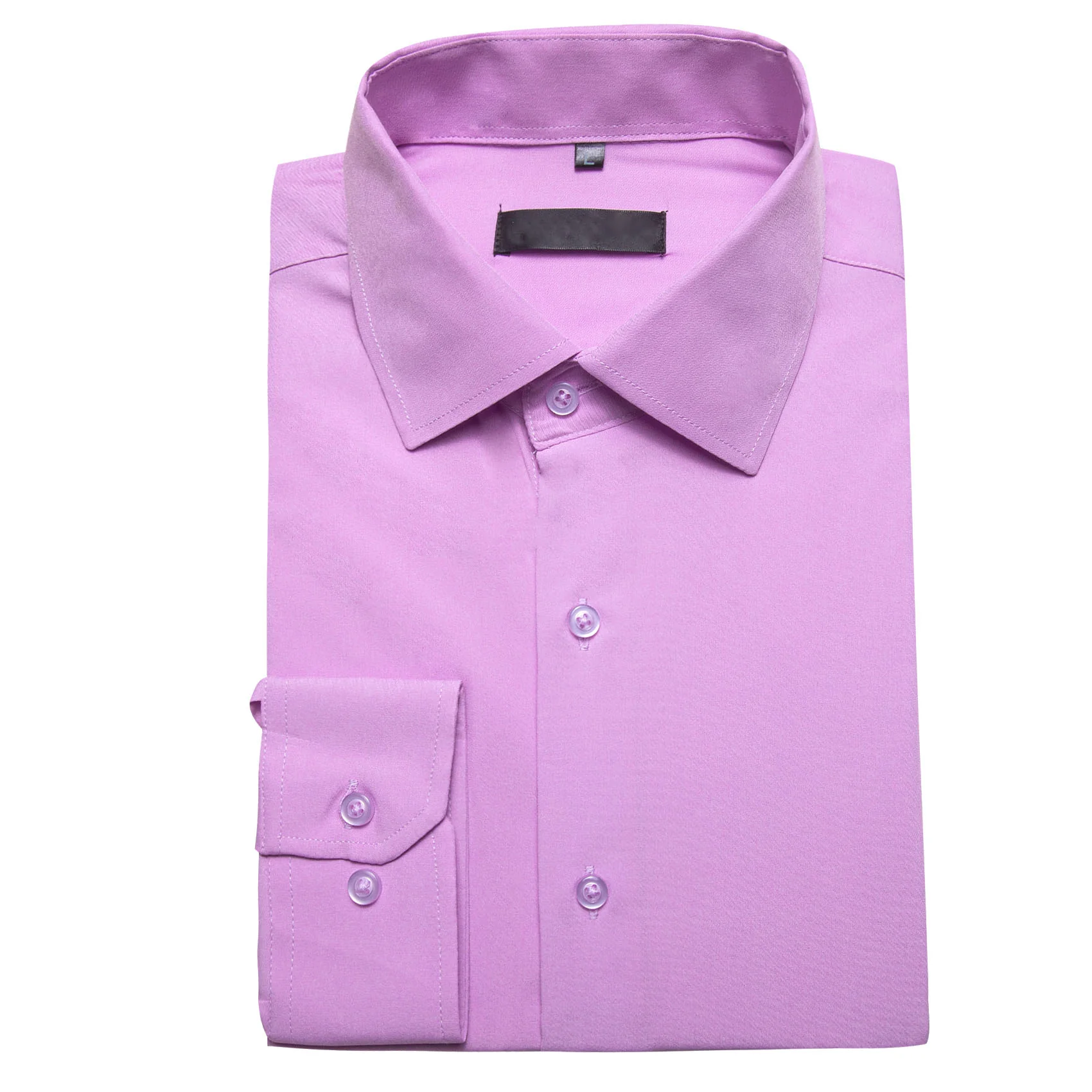 Purple Solid Silk Men's Long Sleeve Shirt