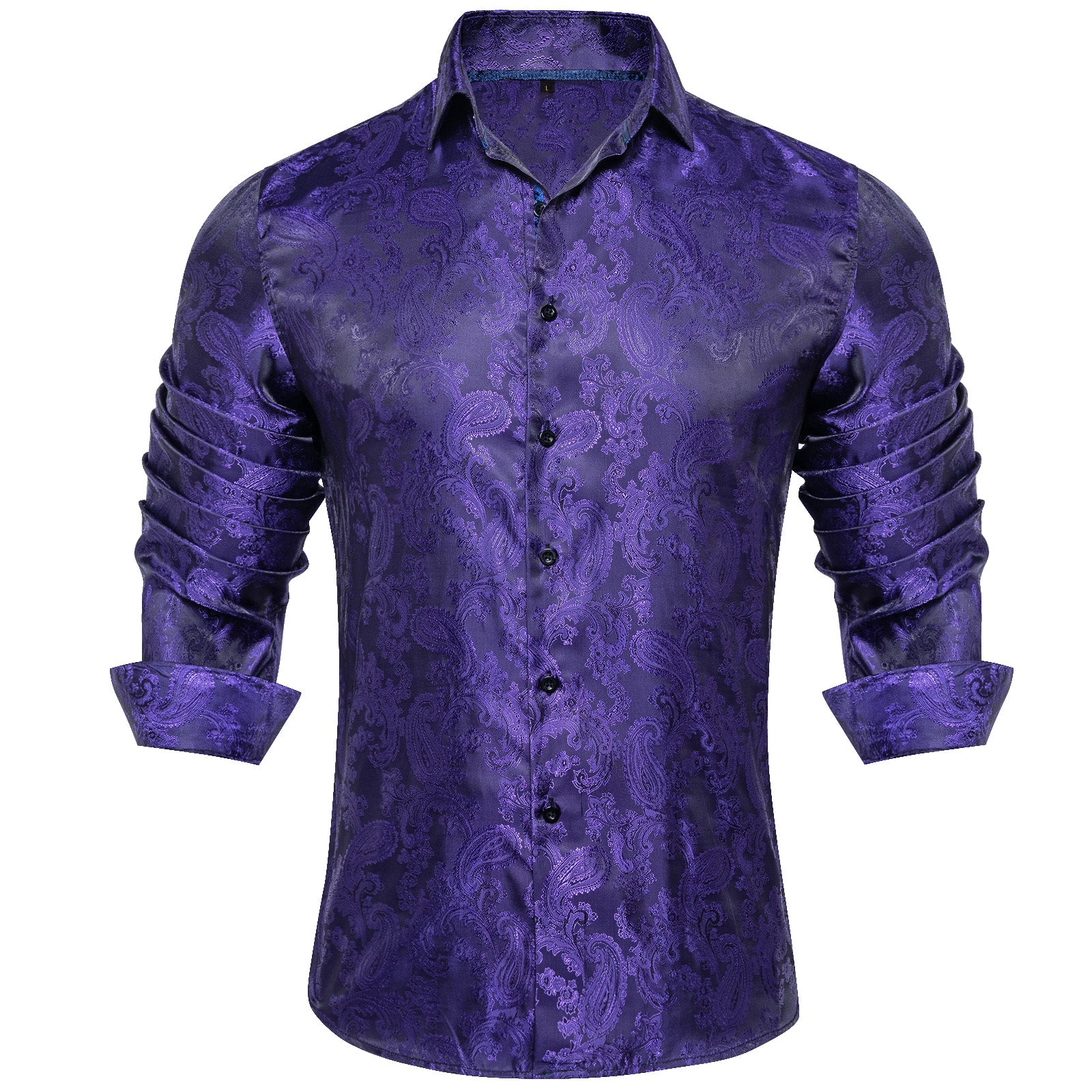 New Purple Paisley Style Silk Men's Long Sleeve Shirt