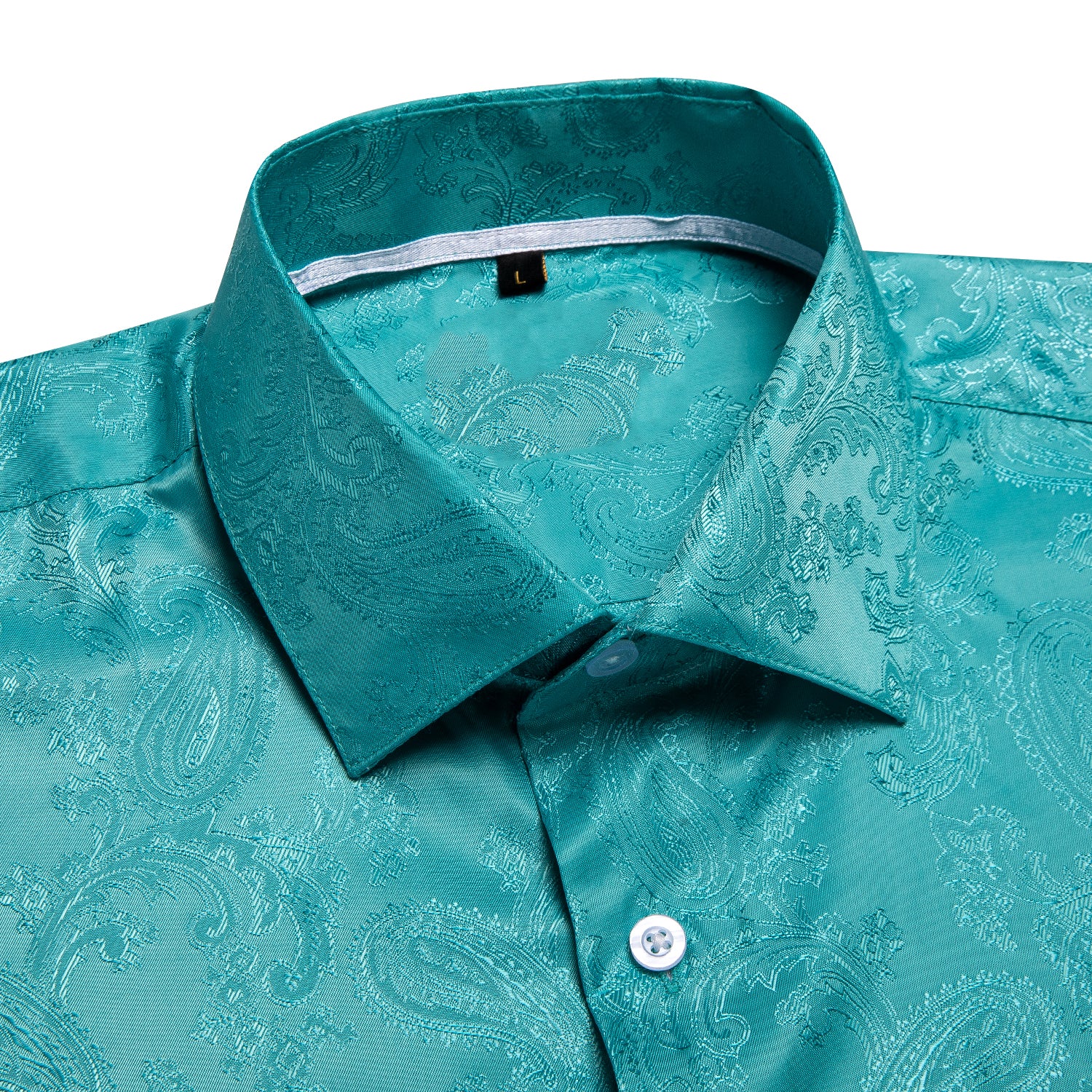 New Lake Blue Paisley Silk Men's Short Sleeve Shirt