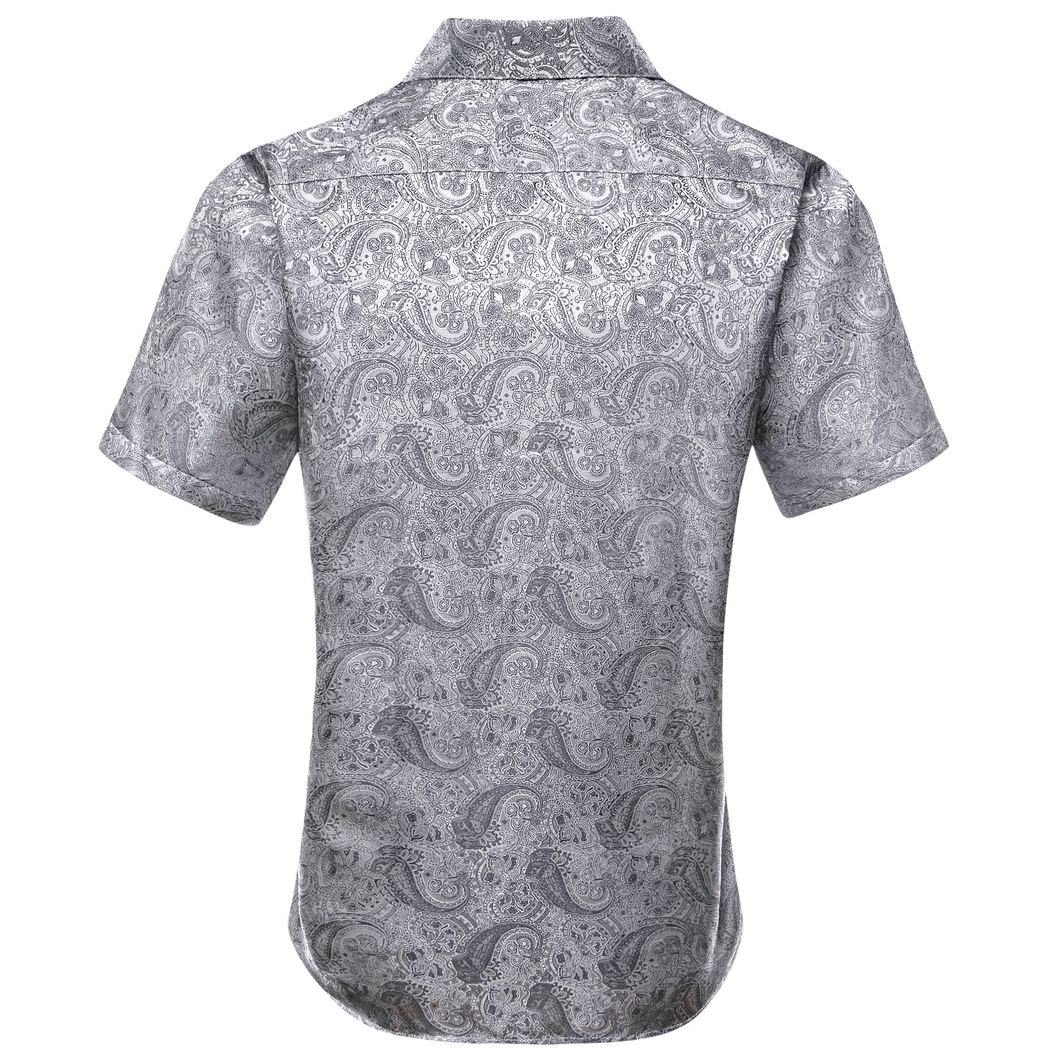 Grey Paisley Silk Men's Short Sleeve Shirt