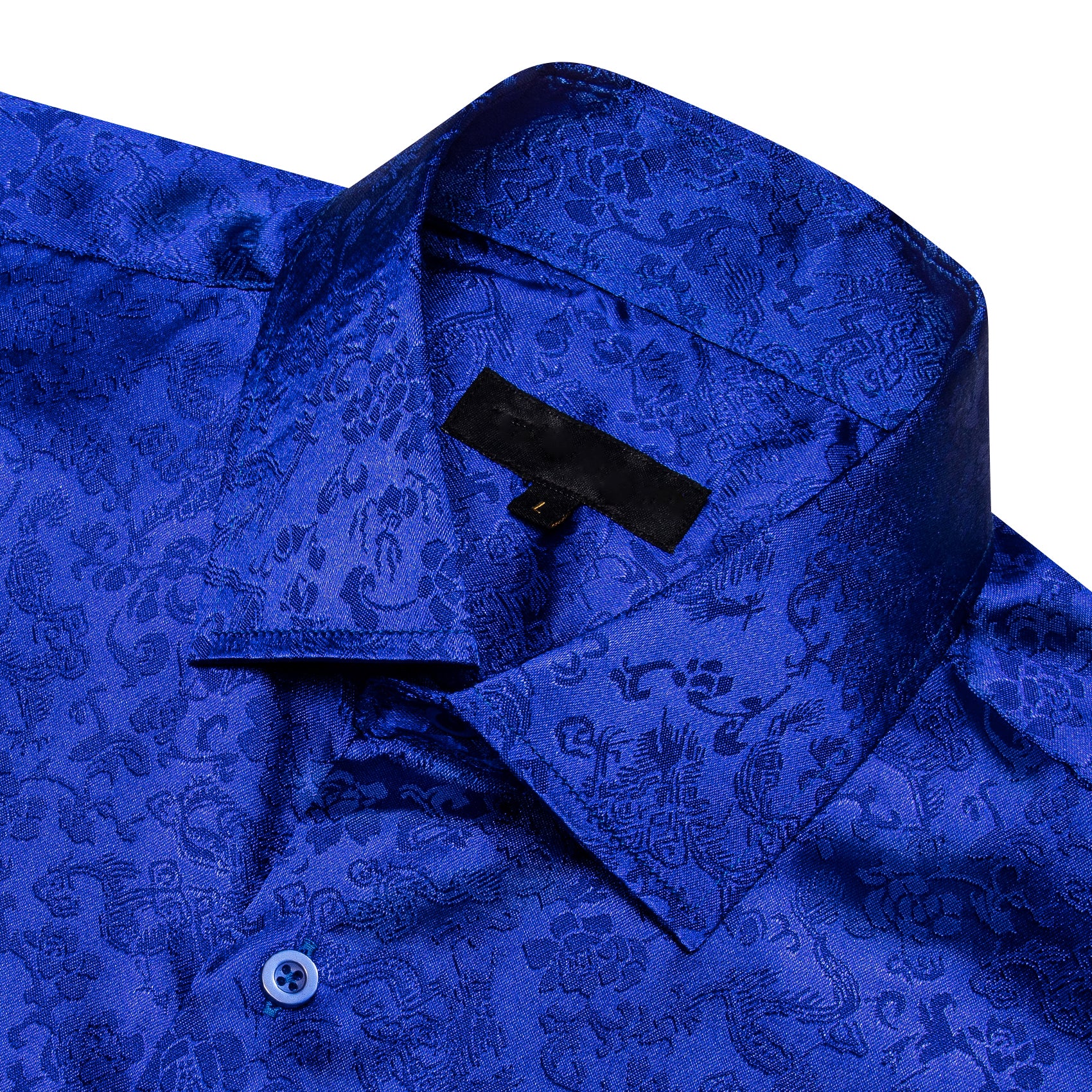 Cobalt Blue Floral Silk Men's Short Sleeve Shirt