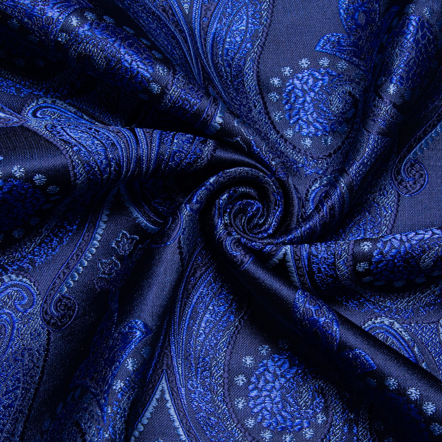 Navy Blue Pailsey Silk Men's Long Sleeve Shirt