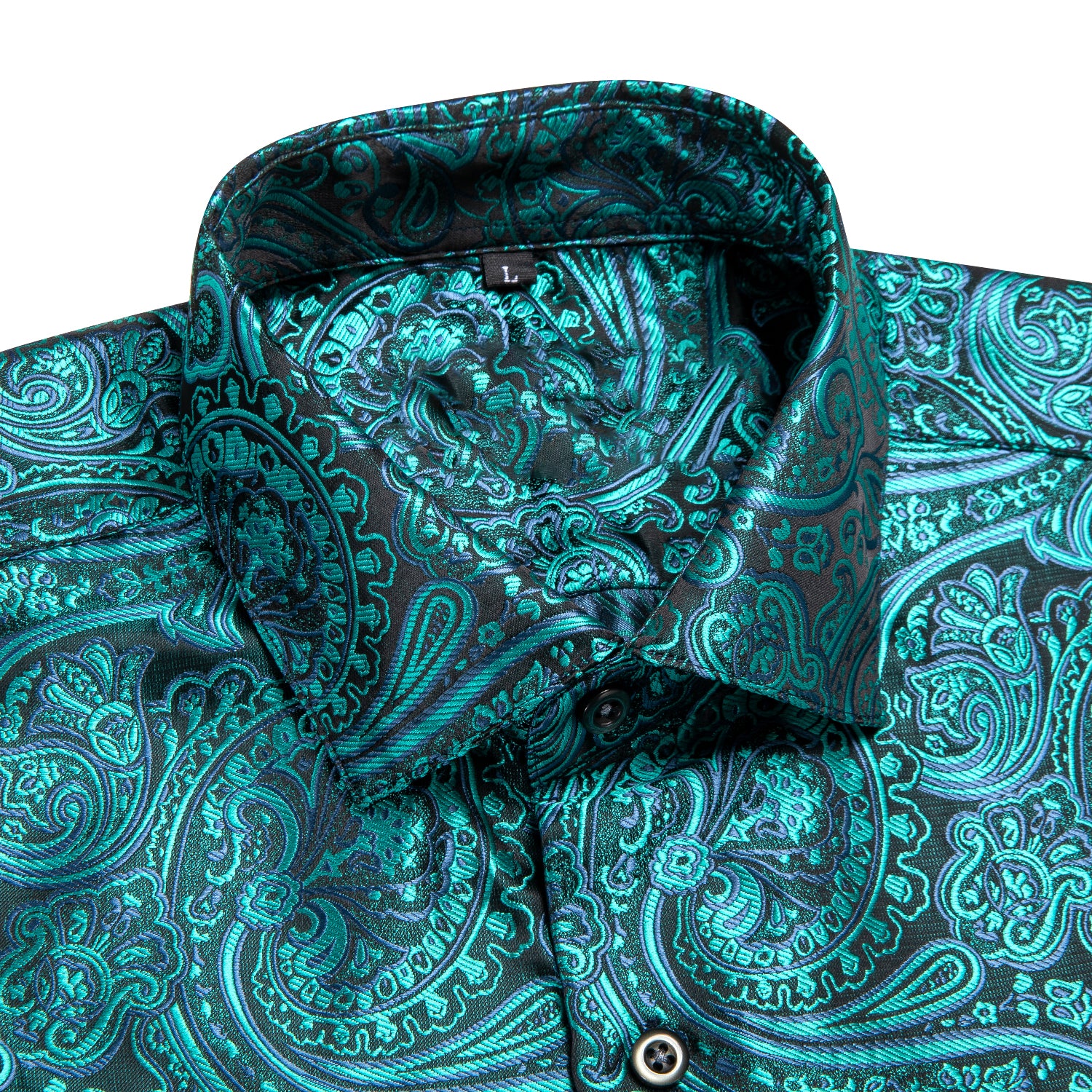 New Lake Green Paisley Silk Men's Short Sleeve Shirt