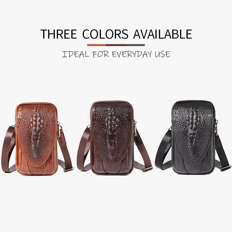 Mens Leather Phone Bag Durable Multifunction Wear Belt Waist Bag