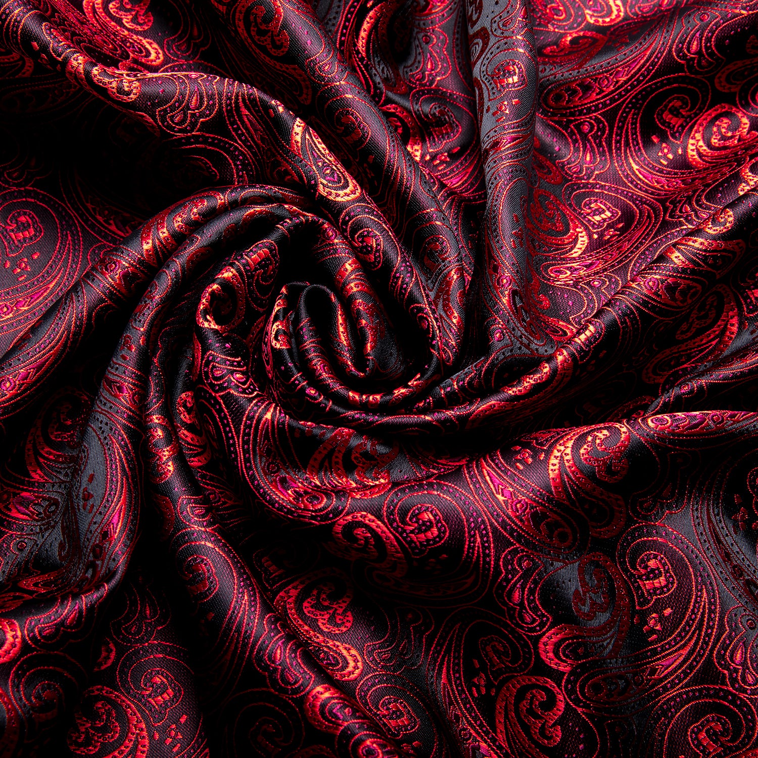 New Red Black Paisley Silk Men's Long Sleeve Shirt