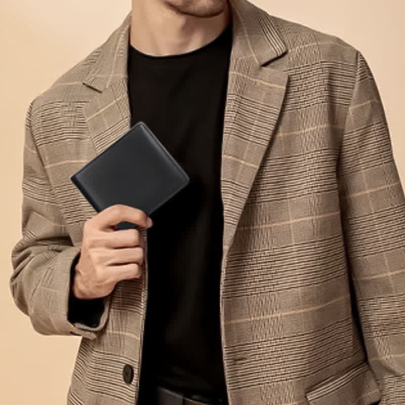 Men's Cowhide Leather RFID Blocking Bifold Wallet Stylish Anti Theft Wallets