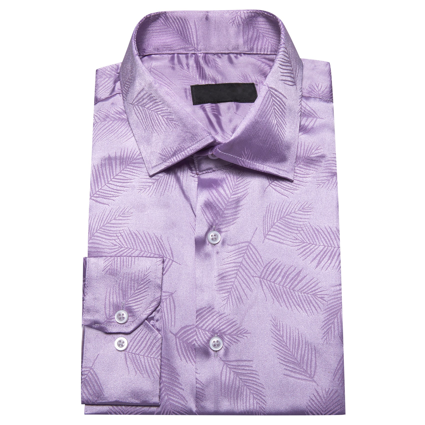 Purple Floral Leaf Men's Long Sleeve Shirt