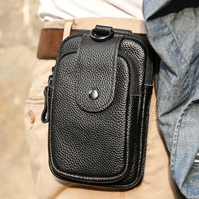 Retro Classic Leather EDC Business Waist Phone Bag