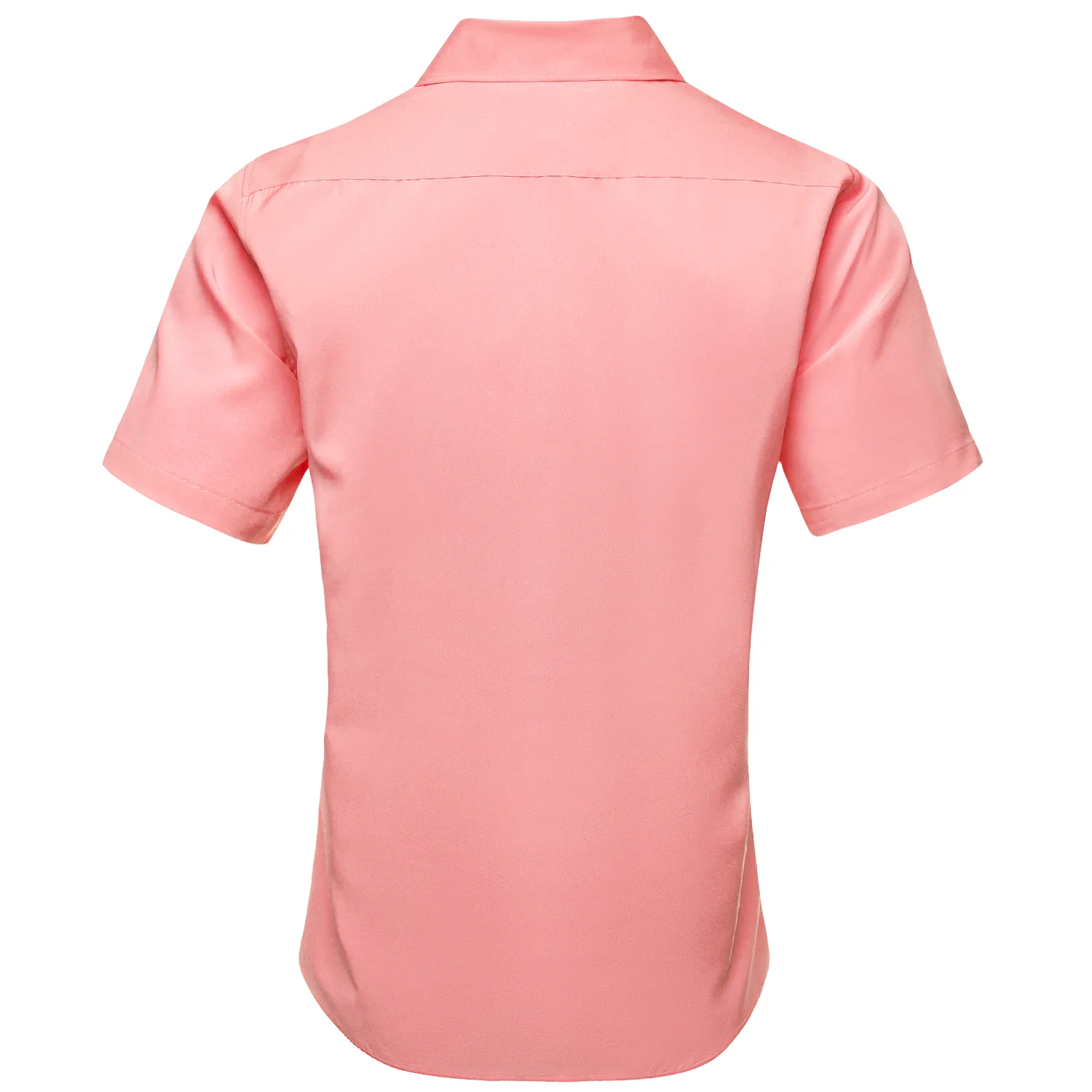 Coral Pink Solid Men's Short Sleeve Shirt