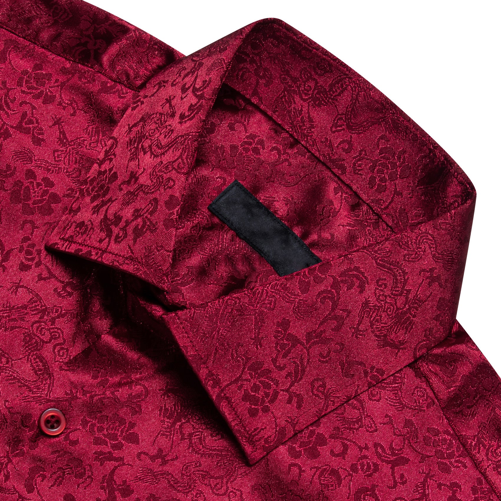 Dark Red Floral Men's Long Sleeve Shirt