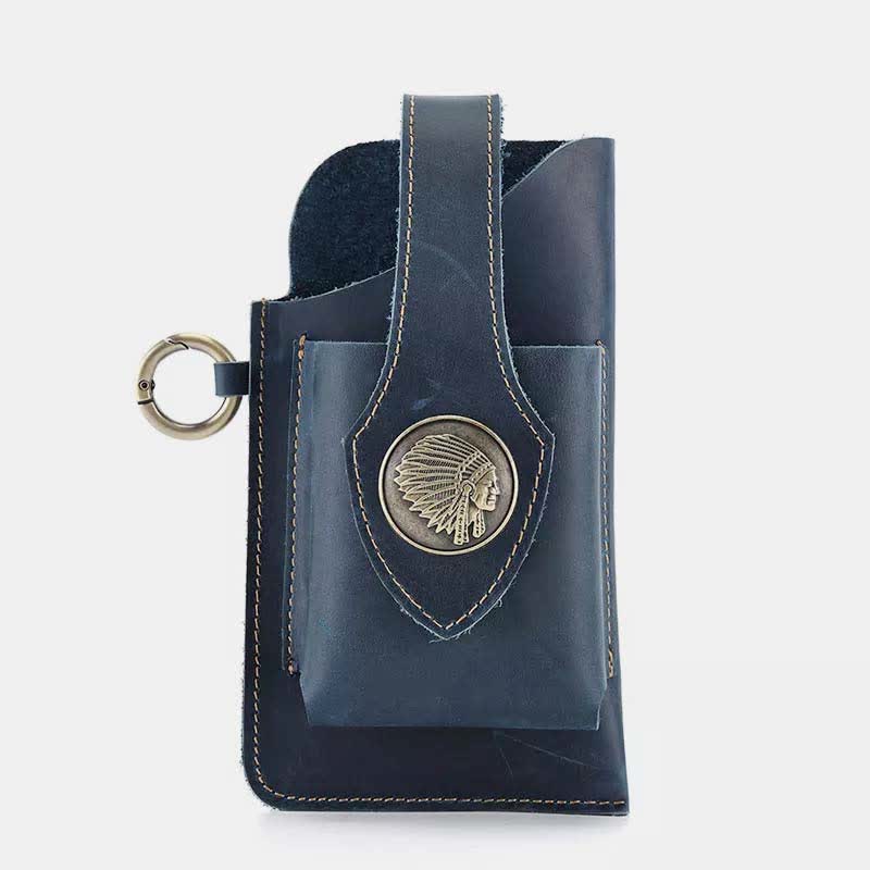 Retro Leather Phone Holster for Men Universal Case Waist Bag EDC