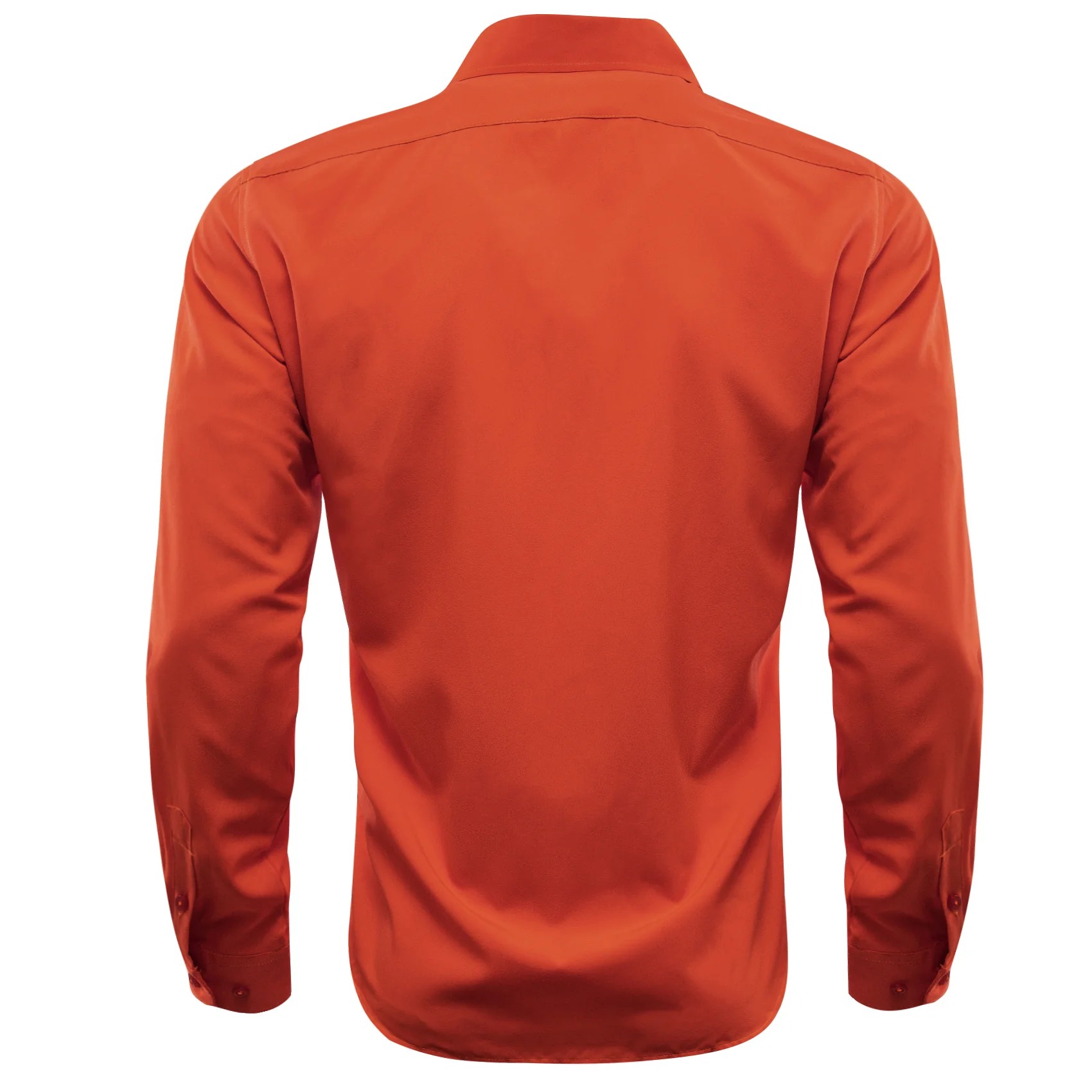 Orange Red Solid Silk Men's Long Sleeve Shirt