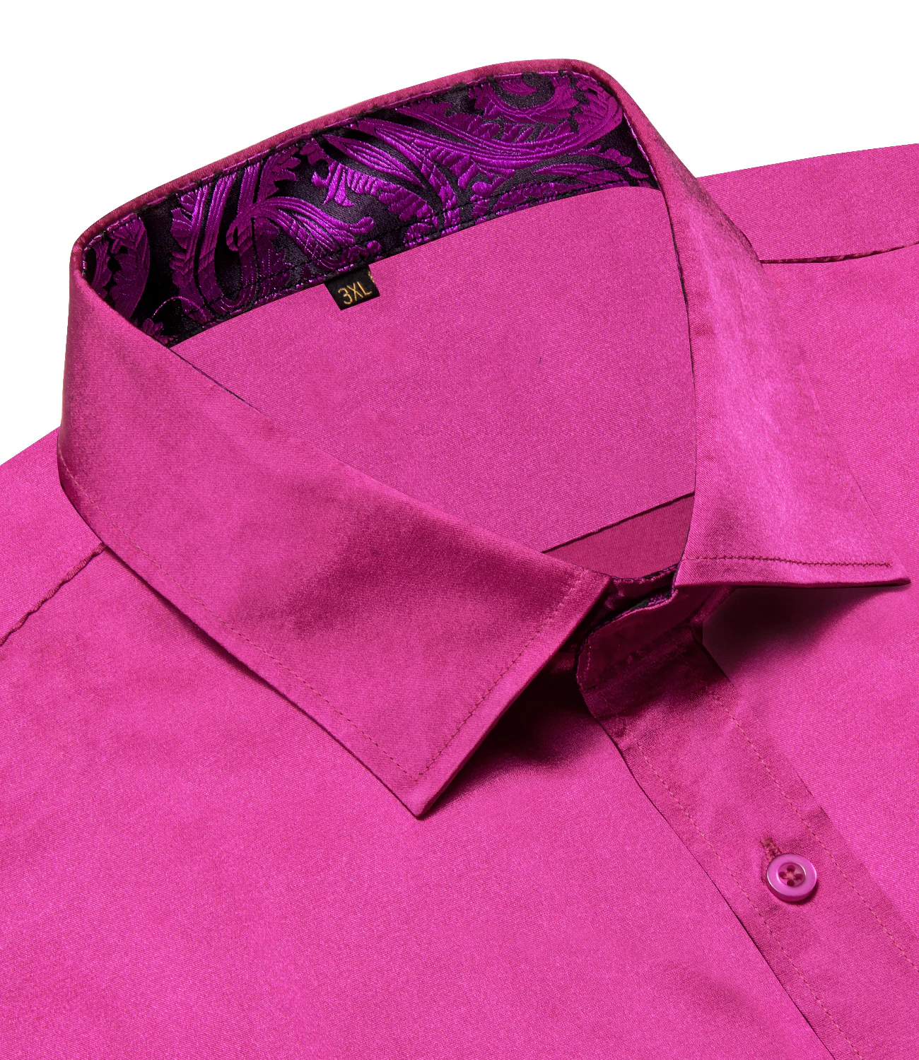 New Splicing Style Rose Red with Purple Paisley Edge Men's Long Sleeve Shirt