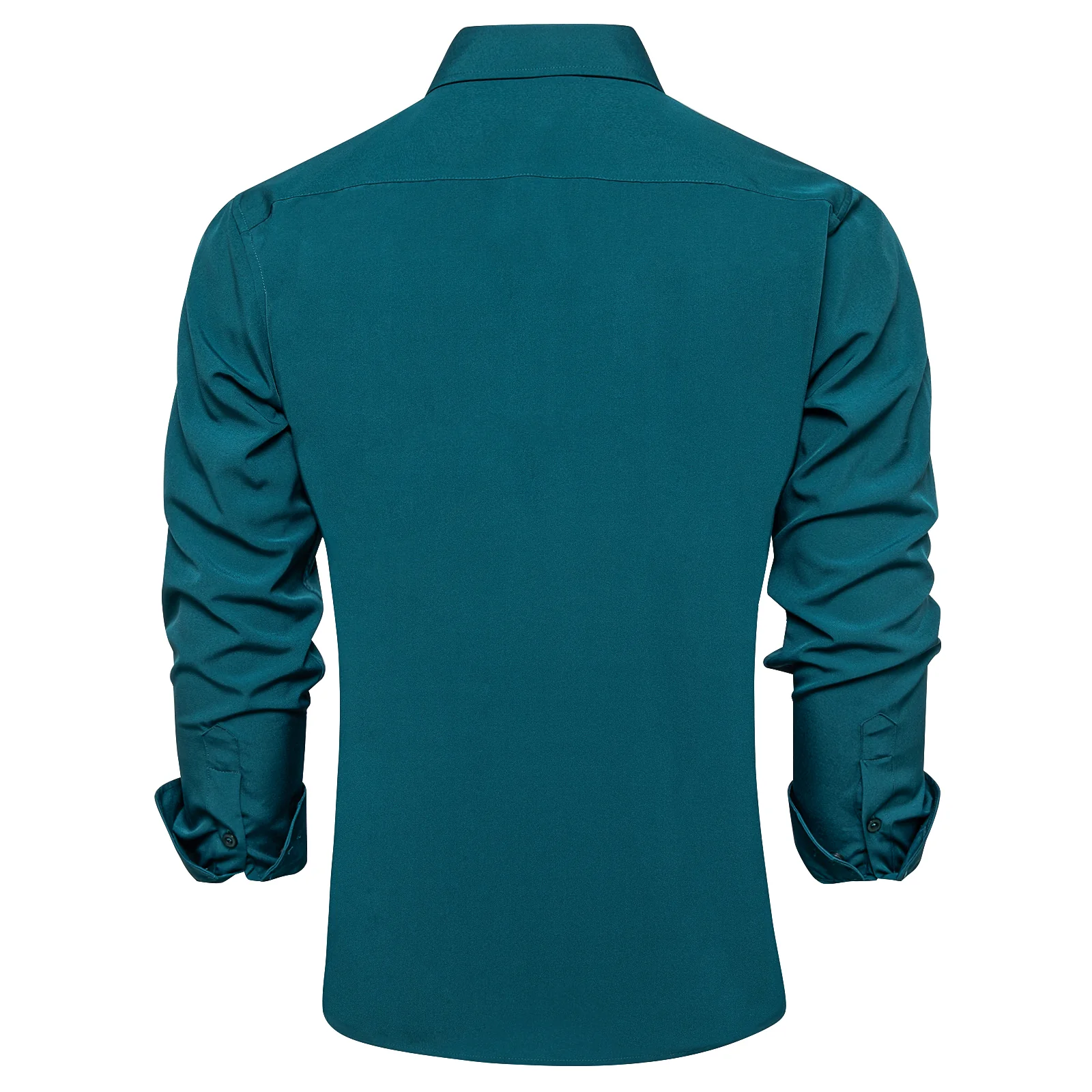 Maximum Blue Green Solid Silk Men's Long Sleeve Shirt