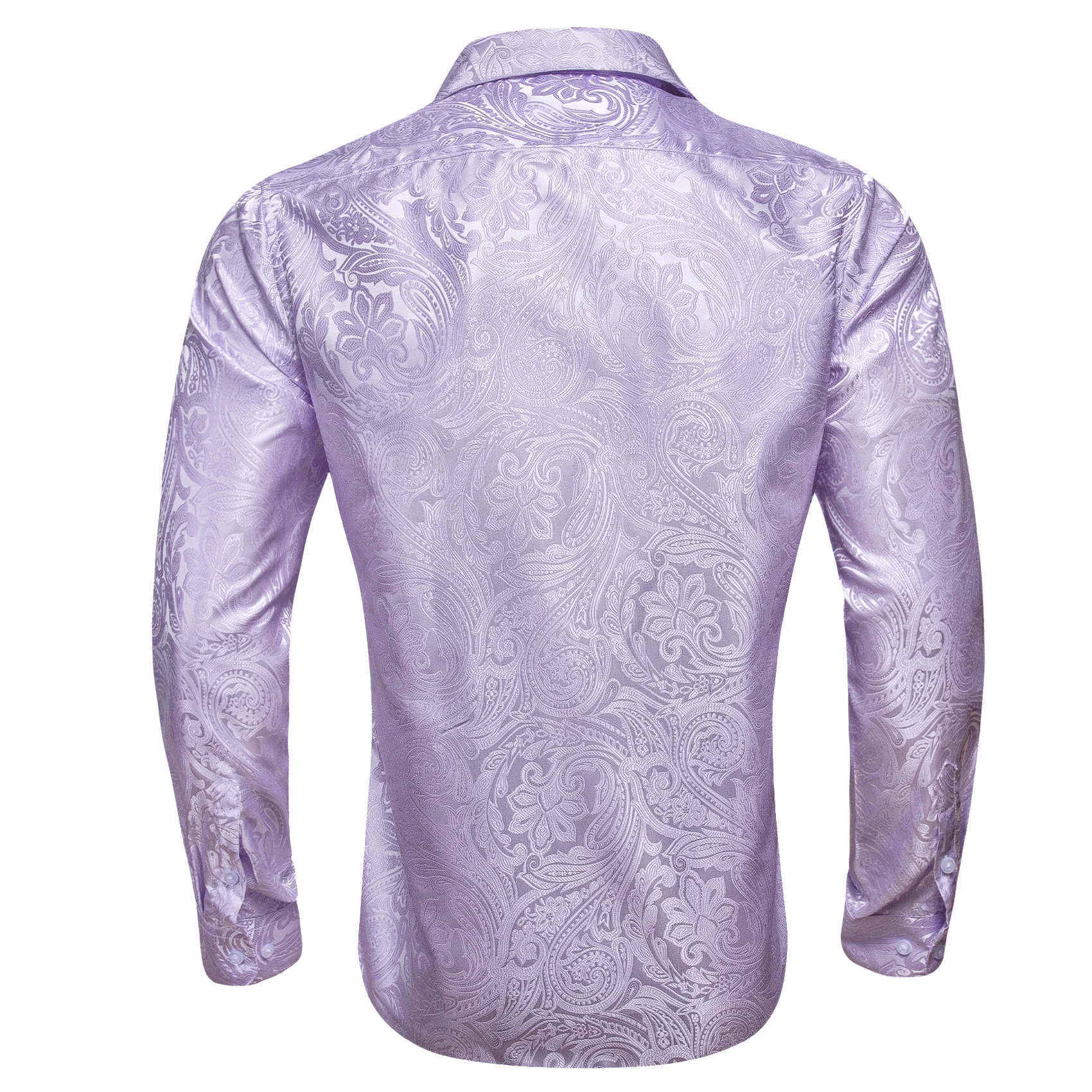Light Purple Paisley Silk Men's Long Sleeve Shirt