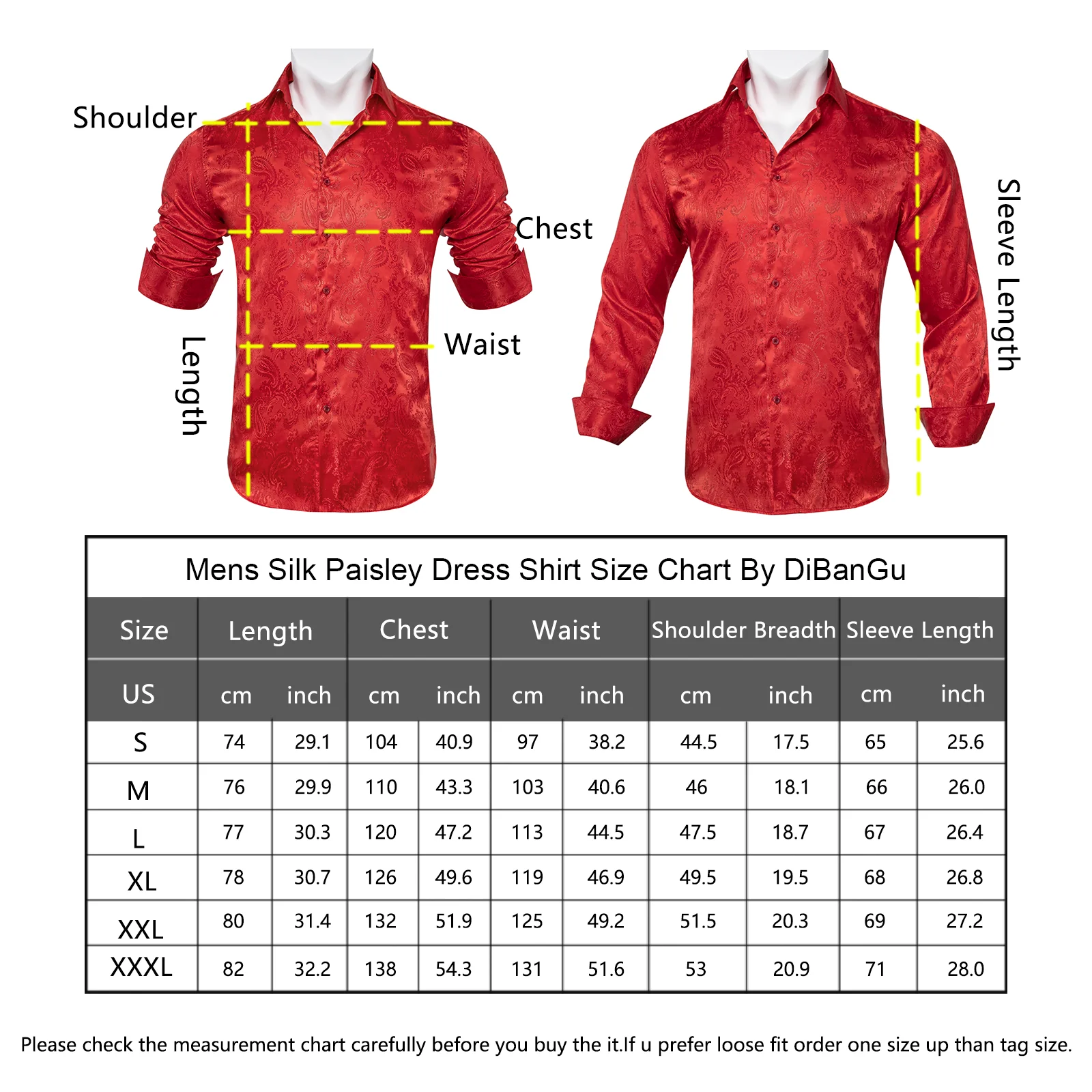 Bright Red Paisley Style Silk Men's Long Sleeve Shirt