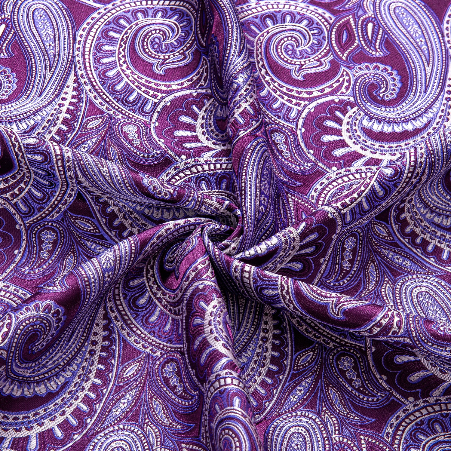 New Light Purple Paisley Silk Men's Long Sleeve Shirt