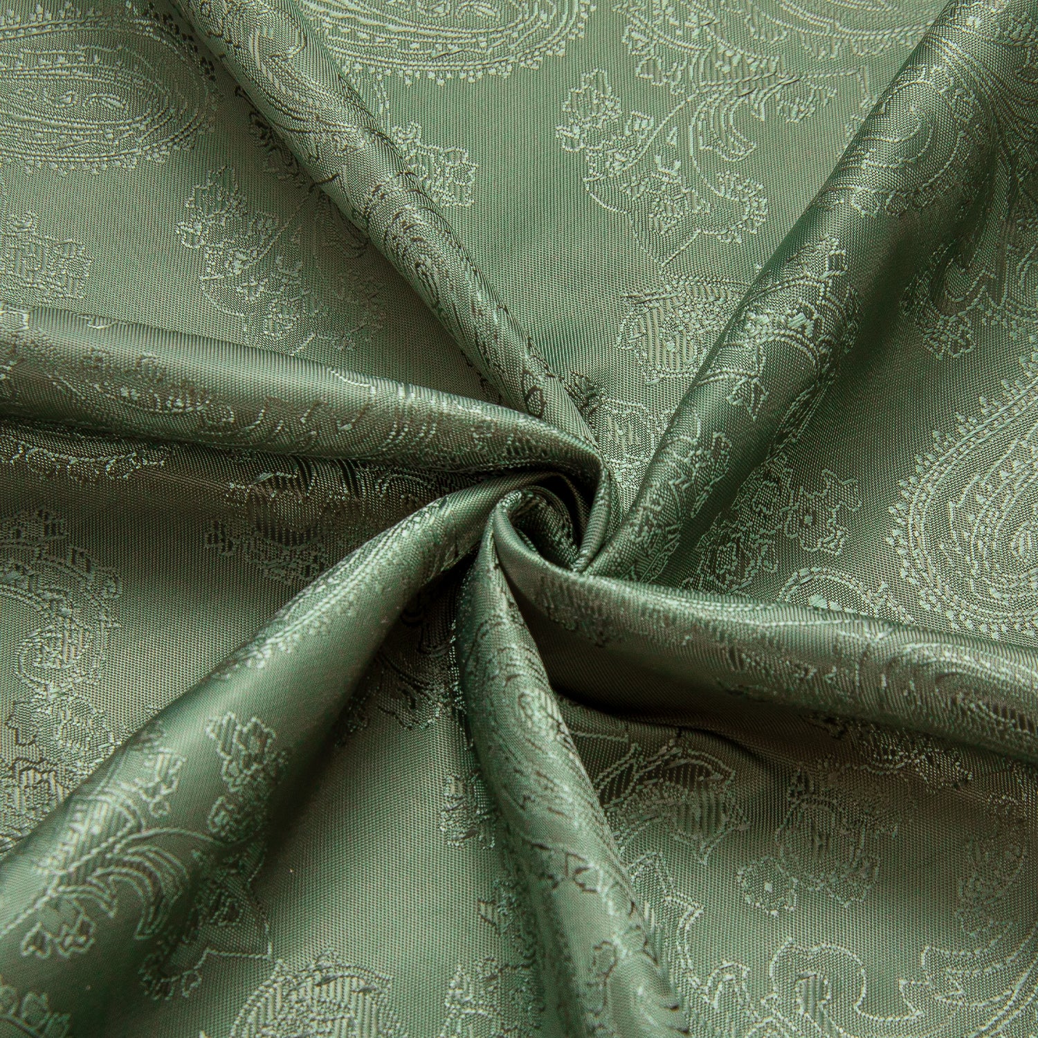 New Olive Green Paisley Silk Men's Long Sleeve Shirt