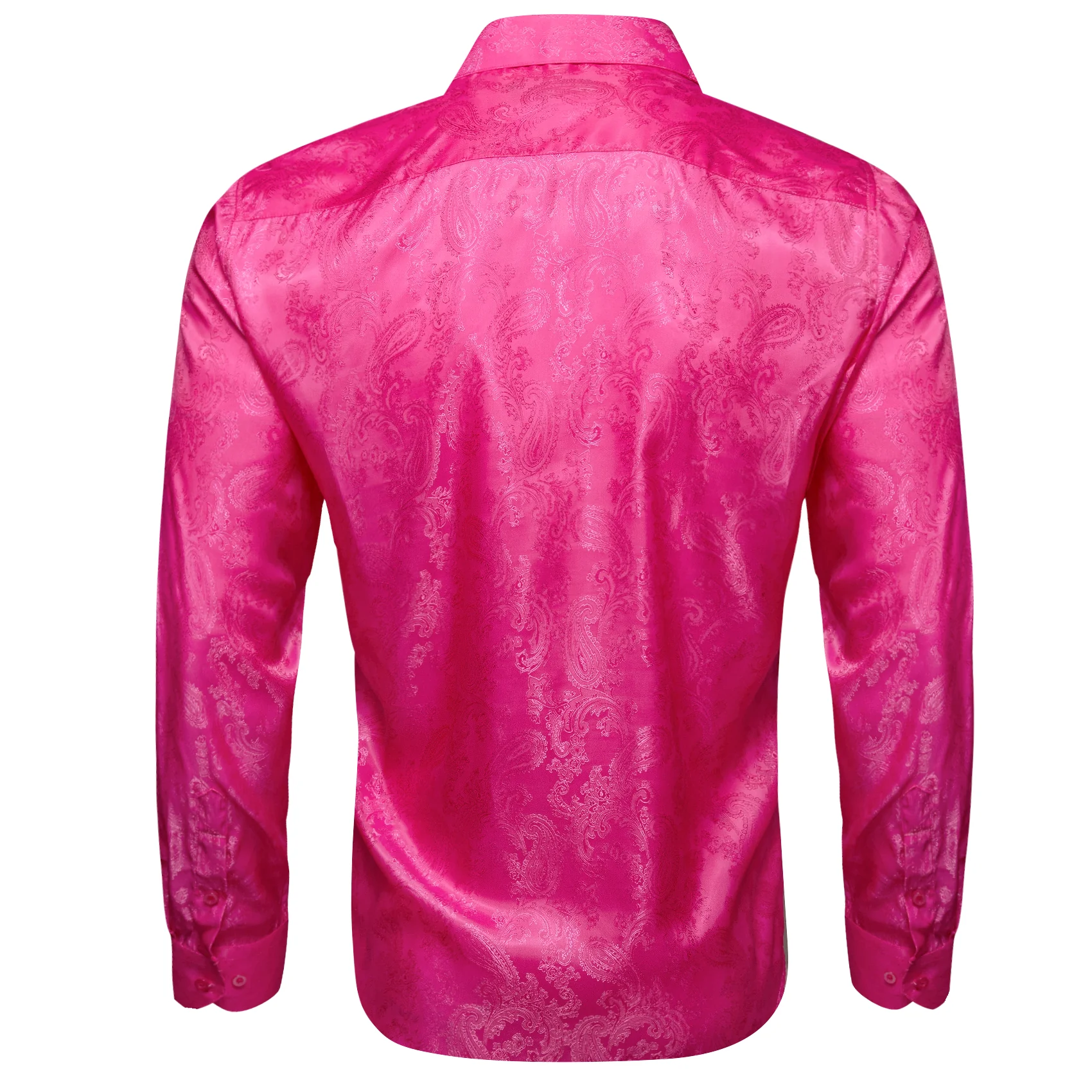 Rose Pink Paisley Men's Long Sleeve Casual Shirt