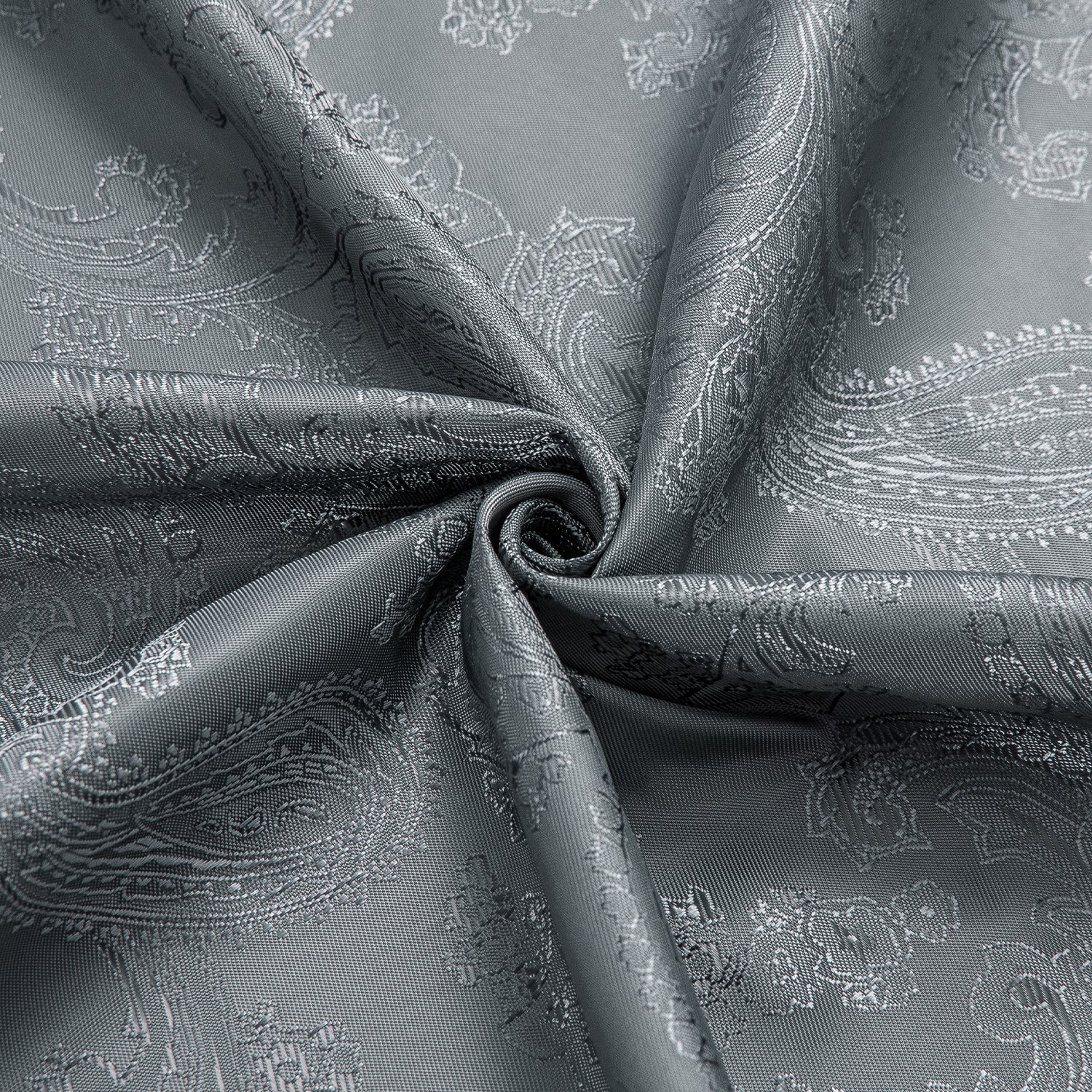 New Dark Grey Paisley Silk Men's Long Sleeve Shirt