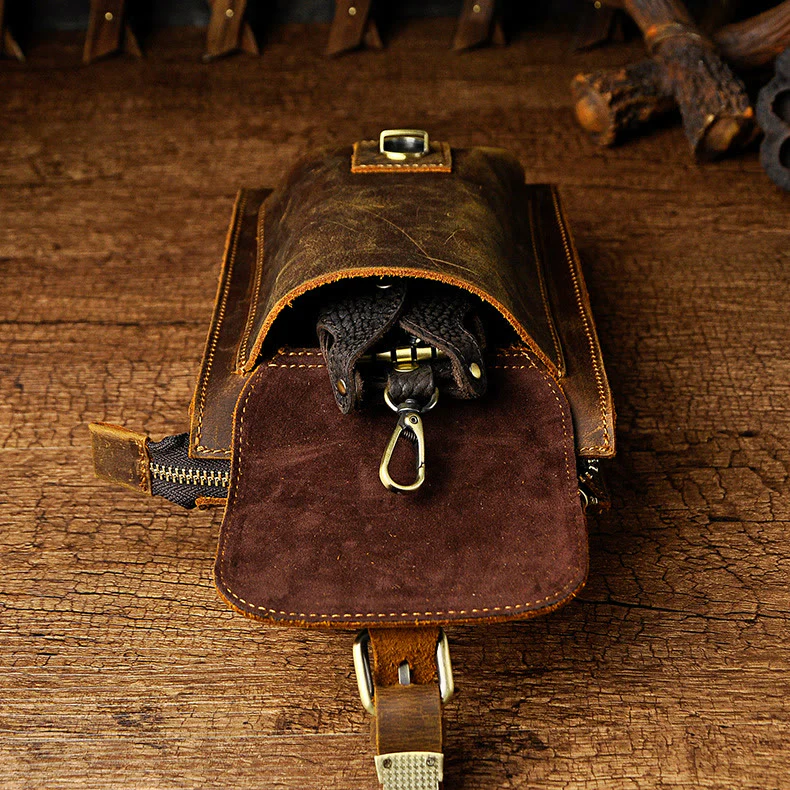 Genuine Leather Multifunction Messenger Bag