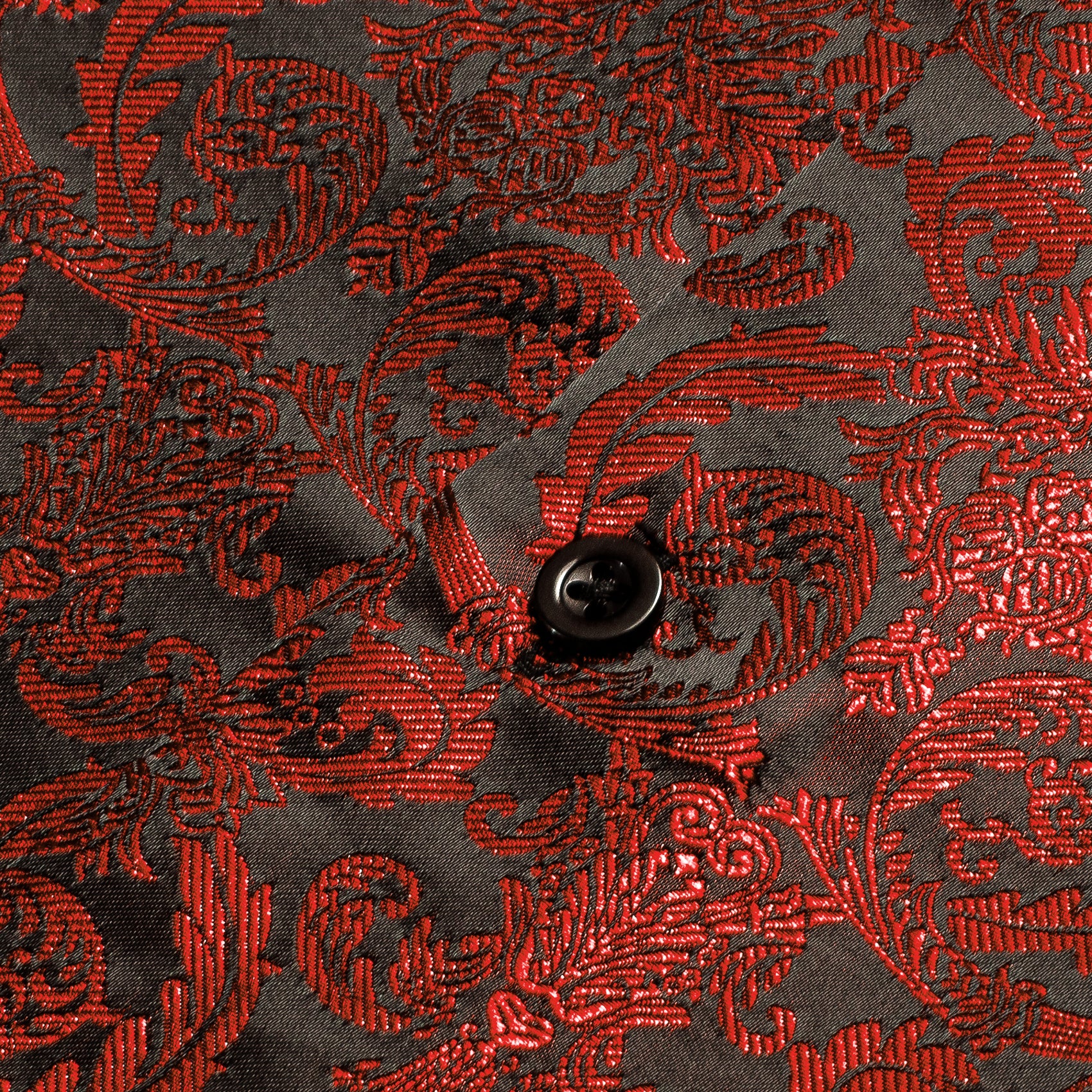 Red Black Paisley Pattern Silk Men's Long Sleeve Shirt