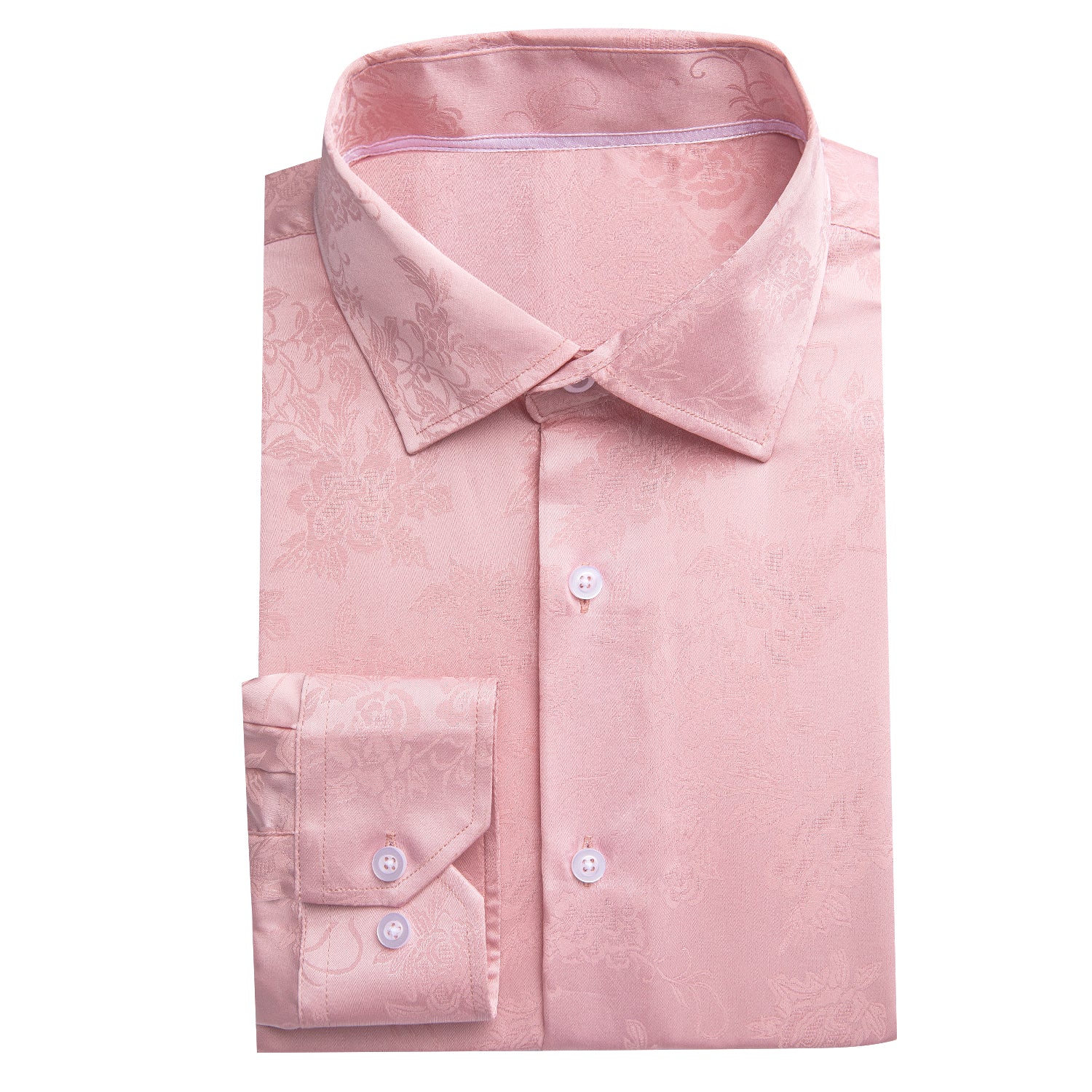 Pure Pink Paisley Silk Men's Long Sleeve Shirt