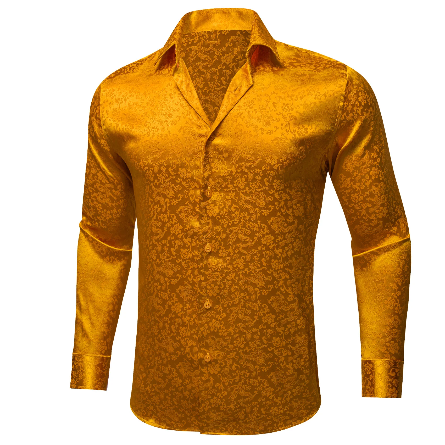 Bronze Floral Leaf Men's Long Sleeve Shirt