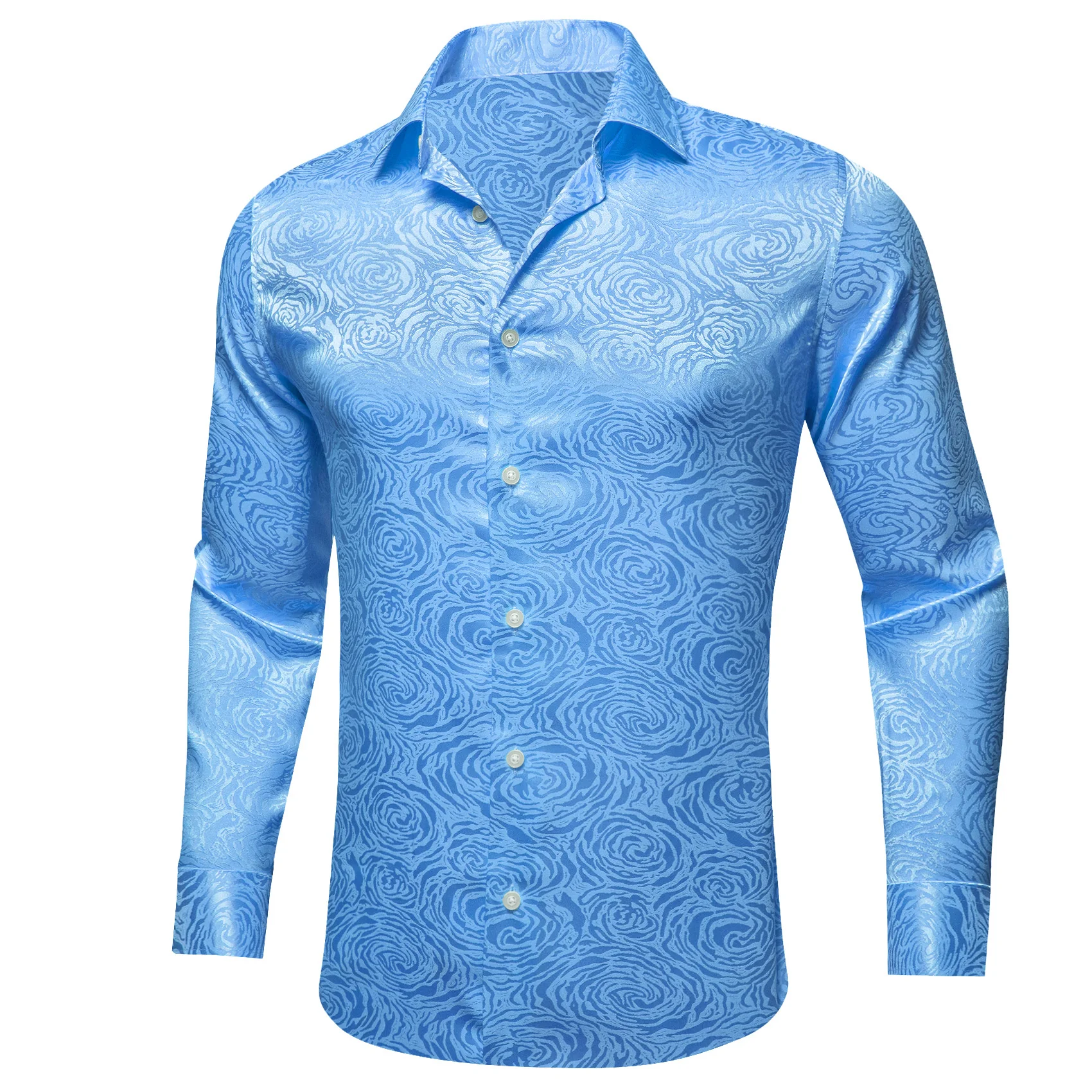 Blue Floral Rose Men's Long Sleeve Shirt