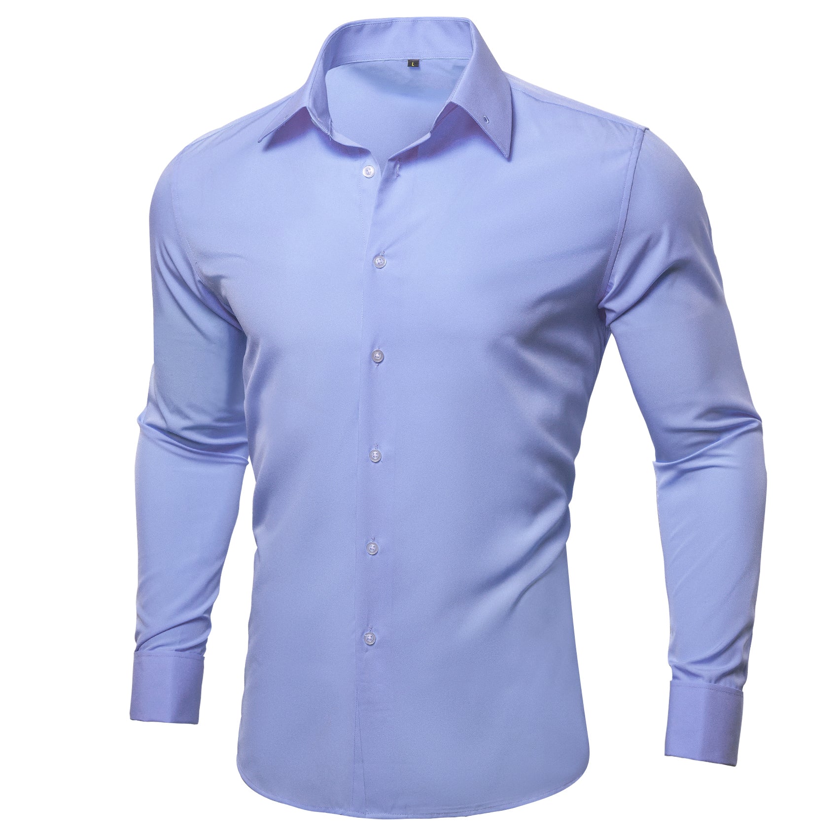Lavender Purple Solid Woven Men's Long Sleeve Shirt