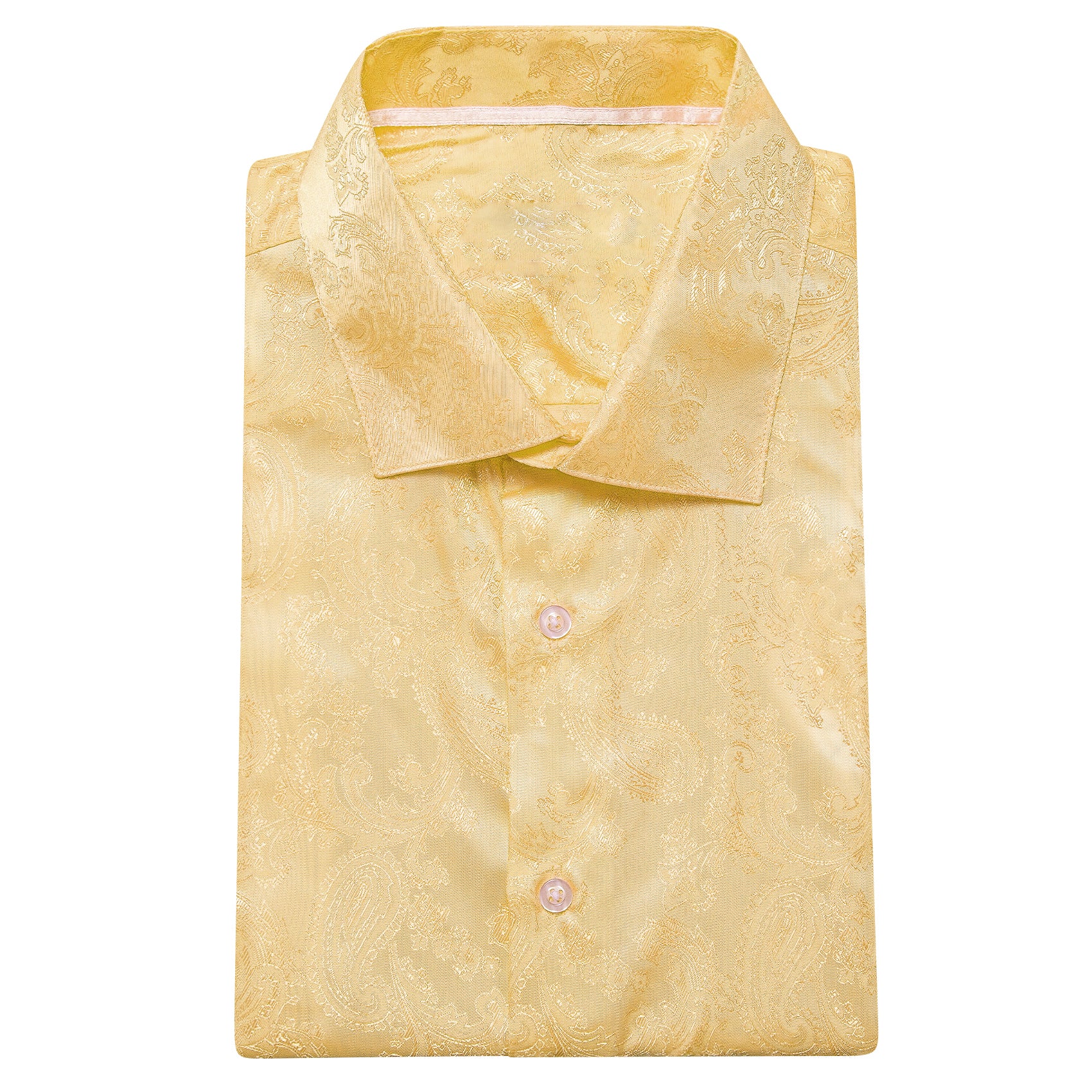 Light Yellow Paisley Men's Long Sleeve Shirt