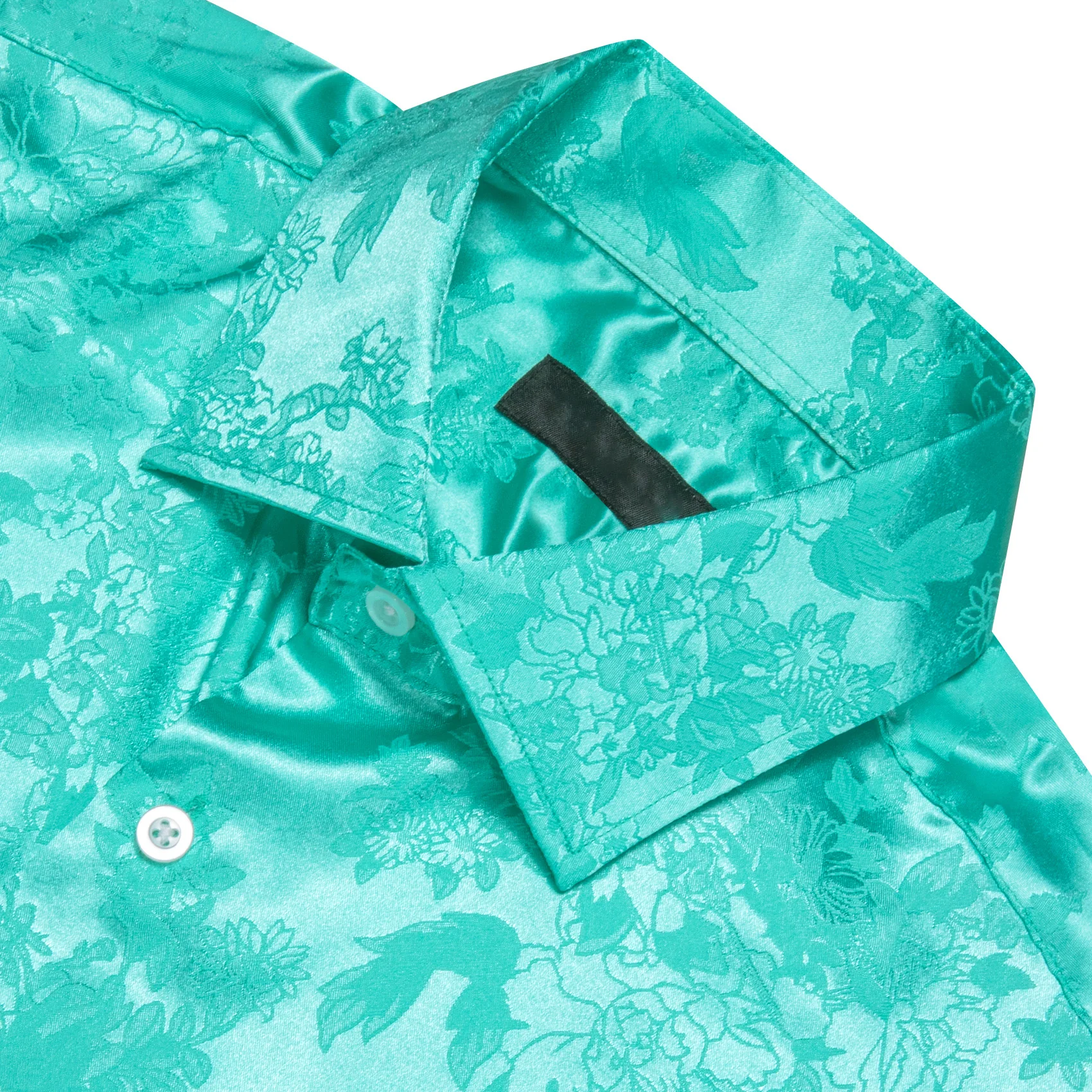 Aqua Floral Men's Long Sleeve Shirt