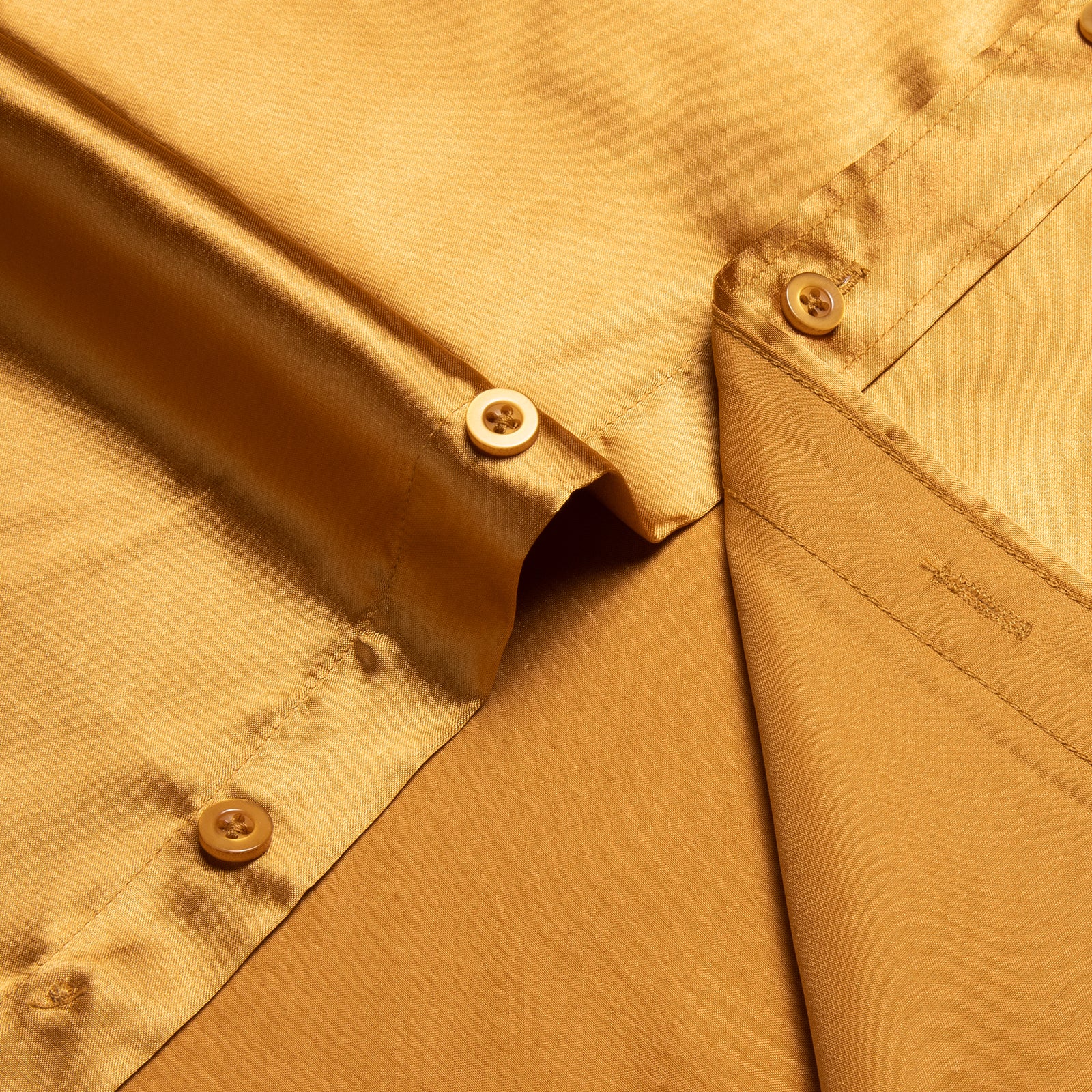 Splicing Style Golden with Black Paisley Edge Men's Solid Long Sleeve Shirt