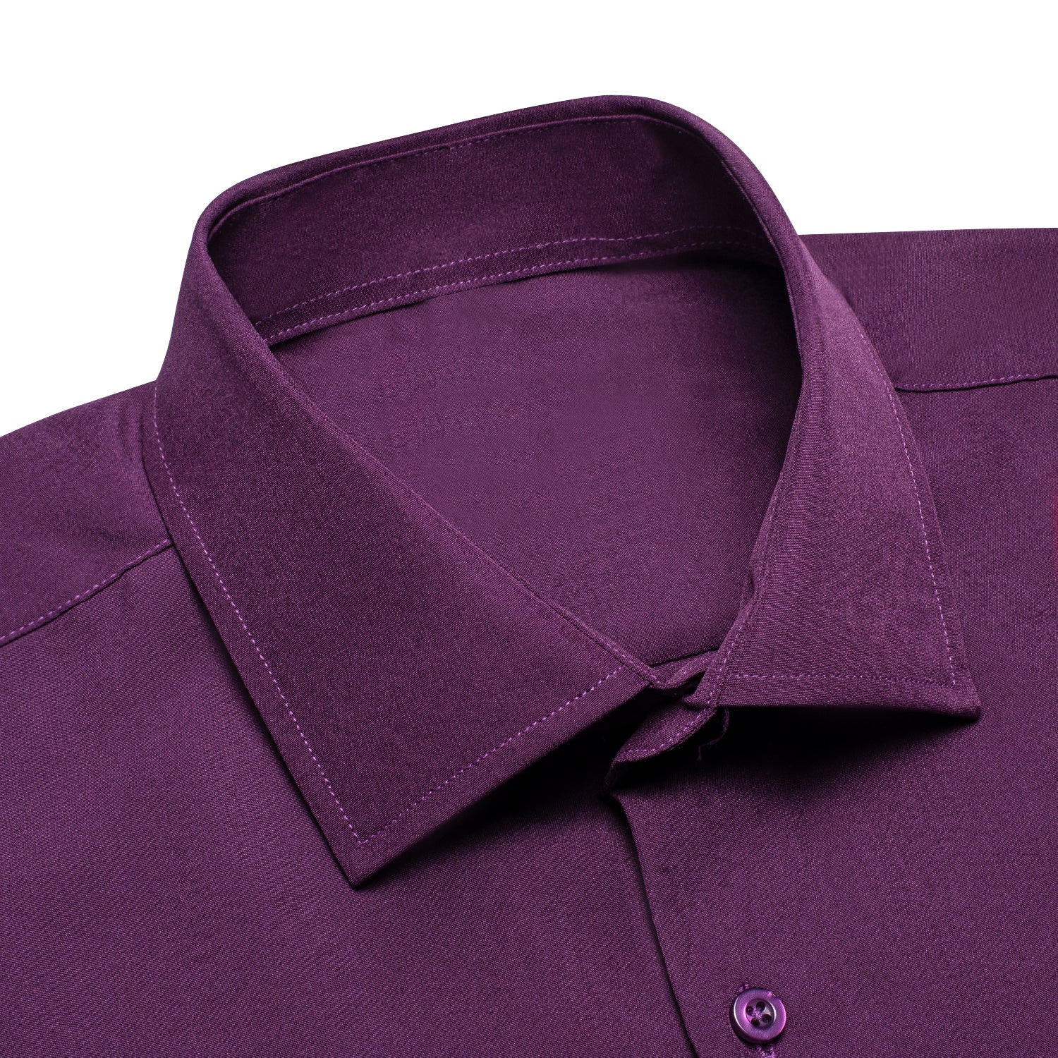 New Dark Purple Solid Men's Long Sleeve Cotton Shirt