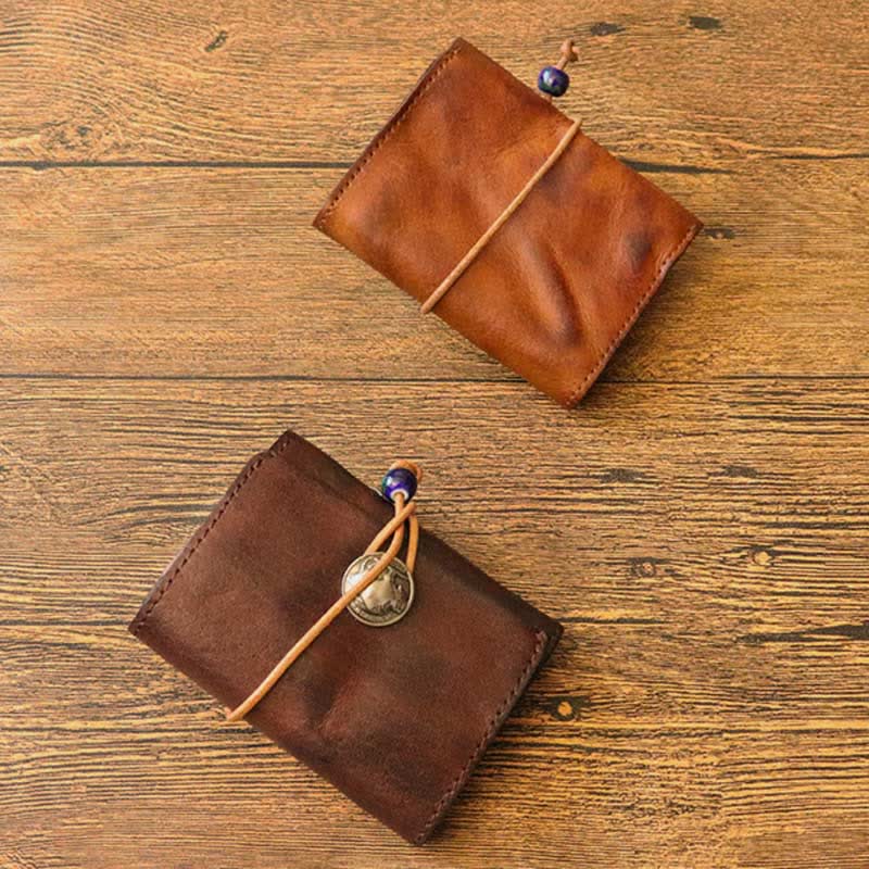 Retro Handmade Genuine Leather Card Holder Wallet for Men Women