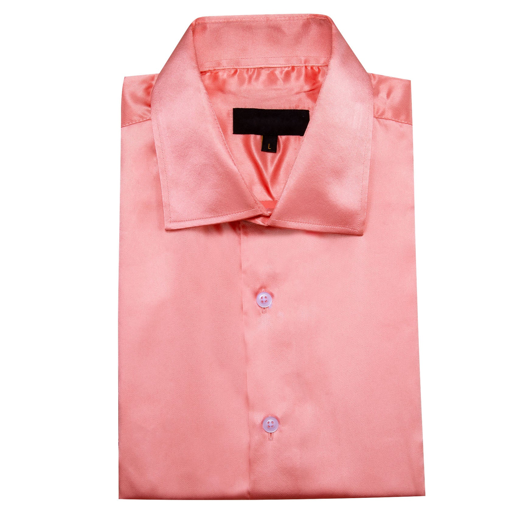 Pink Satin Solid Silk Men's Short Sleeve Shirt